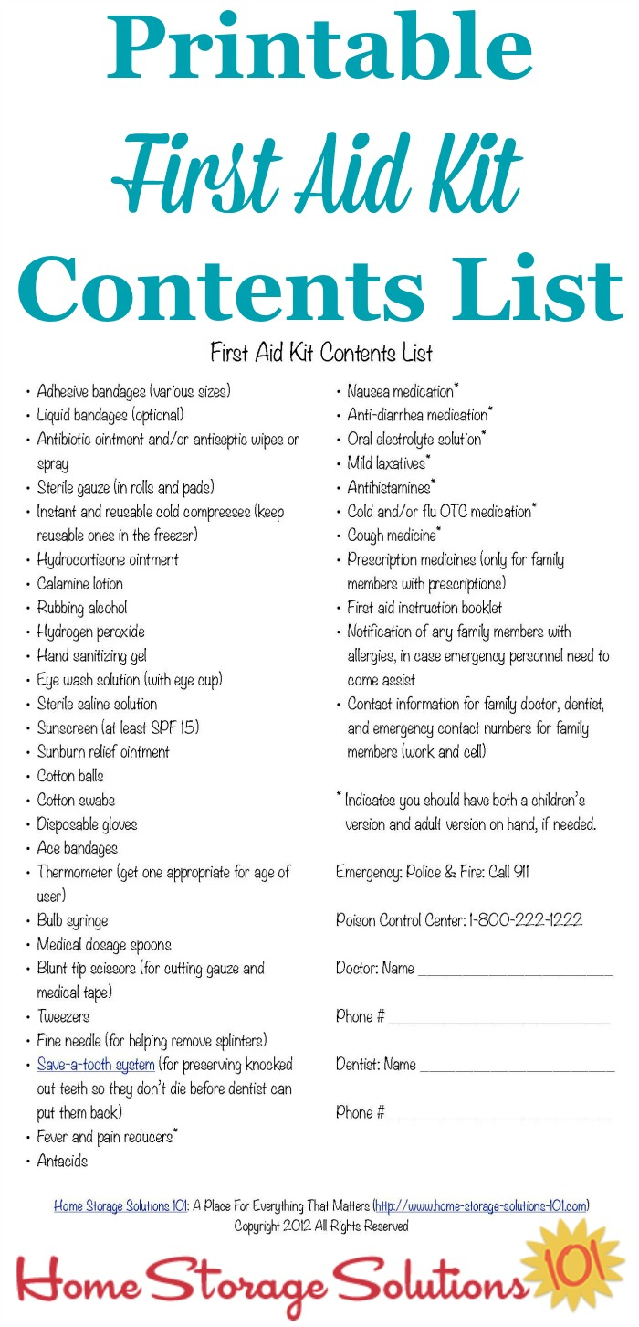 First Aid Kit Contents List: What You Really Need Within First Aid Supply Checklist Template Pertaining To First Aid Supply Checklist Template