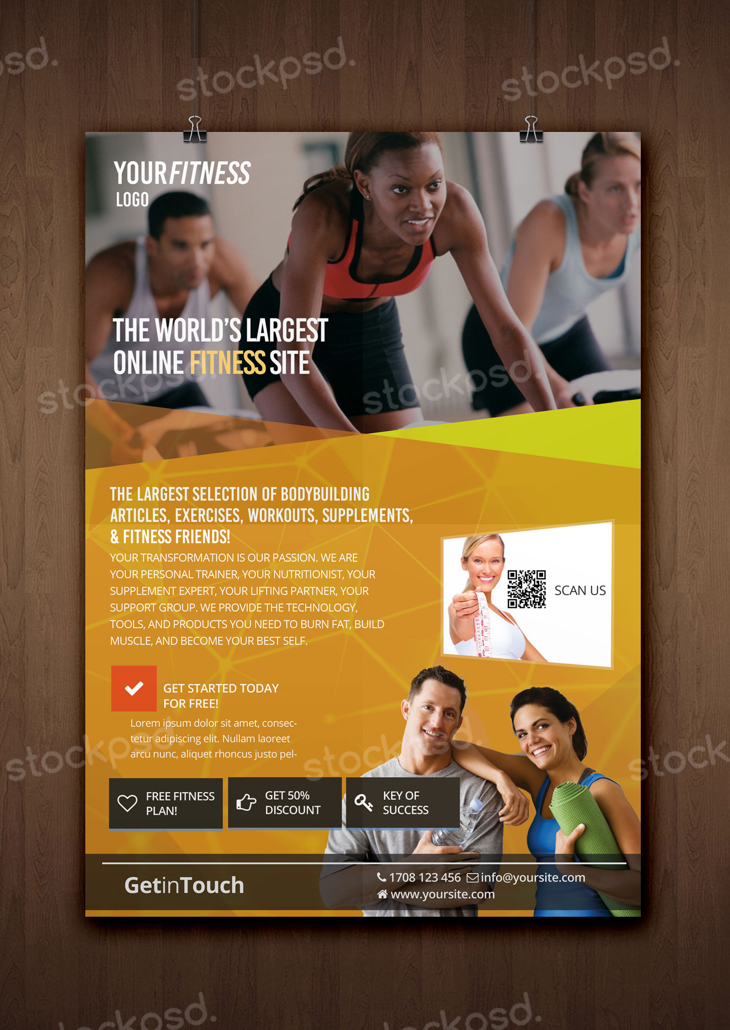 Fitness, Gym & Health – FREE PSD Flyer Template  StockPSD For Gym Open House Flyer Template Regarding Gym Open House Flyer Template