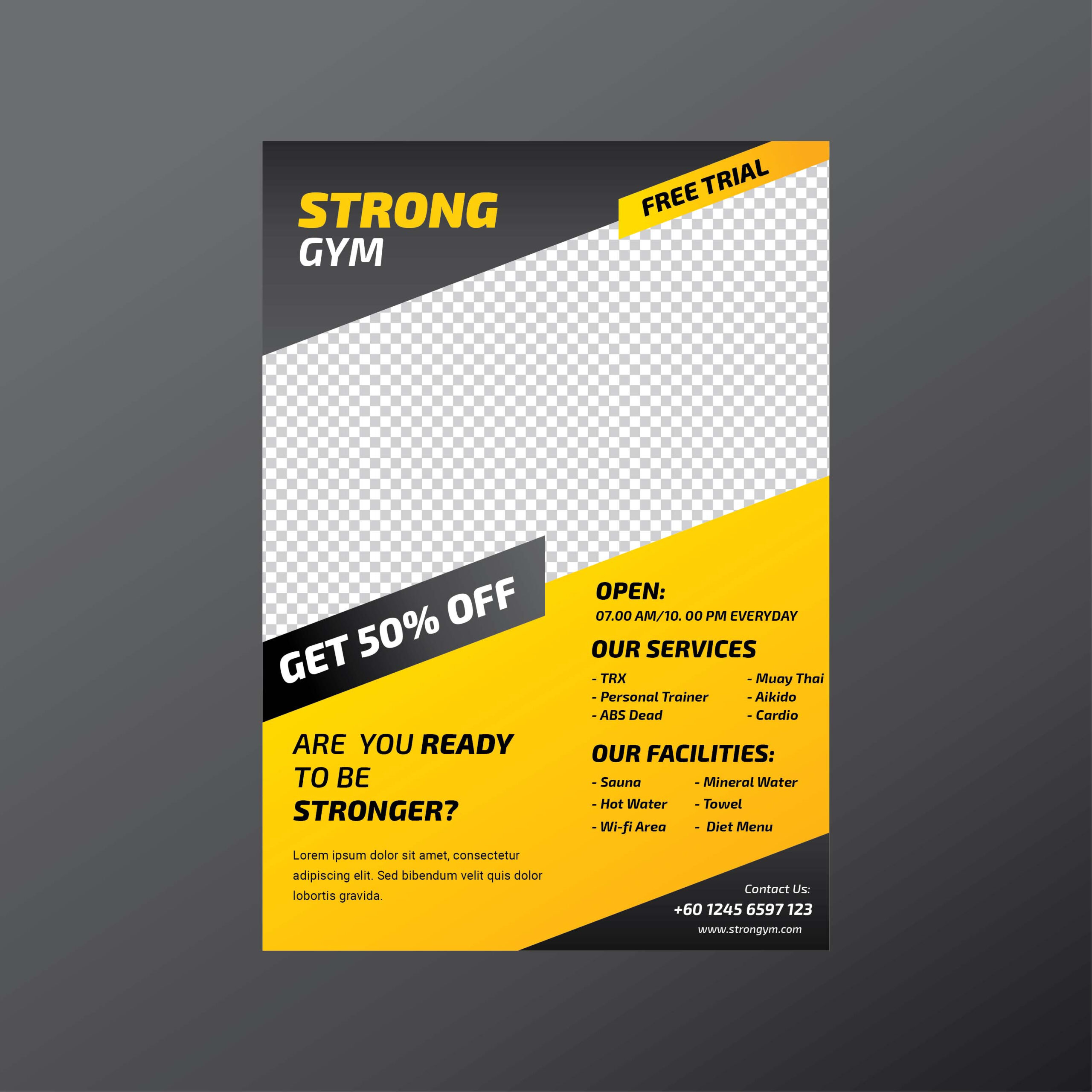 Fitness Gym Flyer Template 10 Vector Art At Vecteezy Throughout Fitness Center Flyer Template