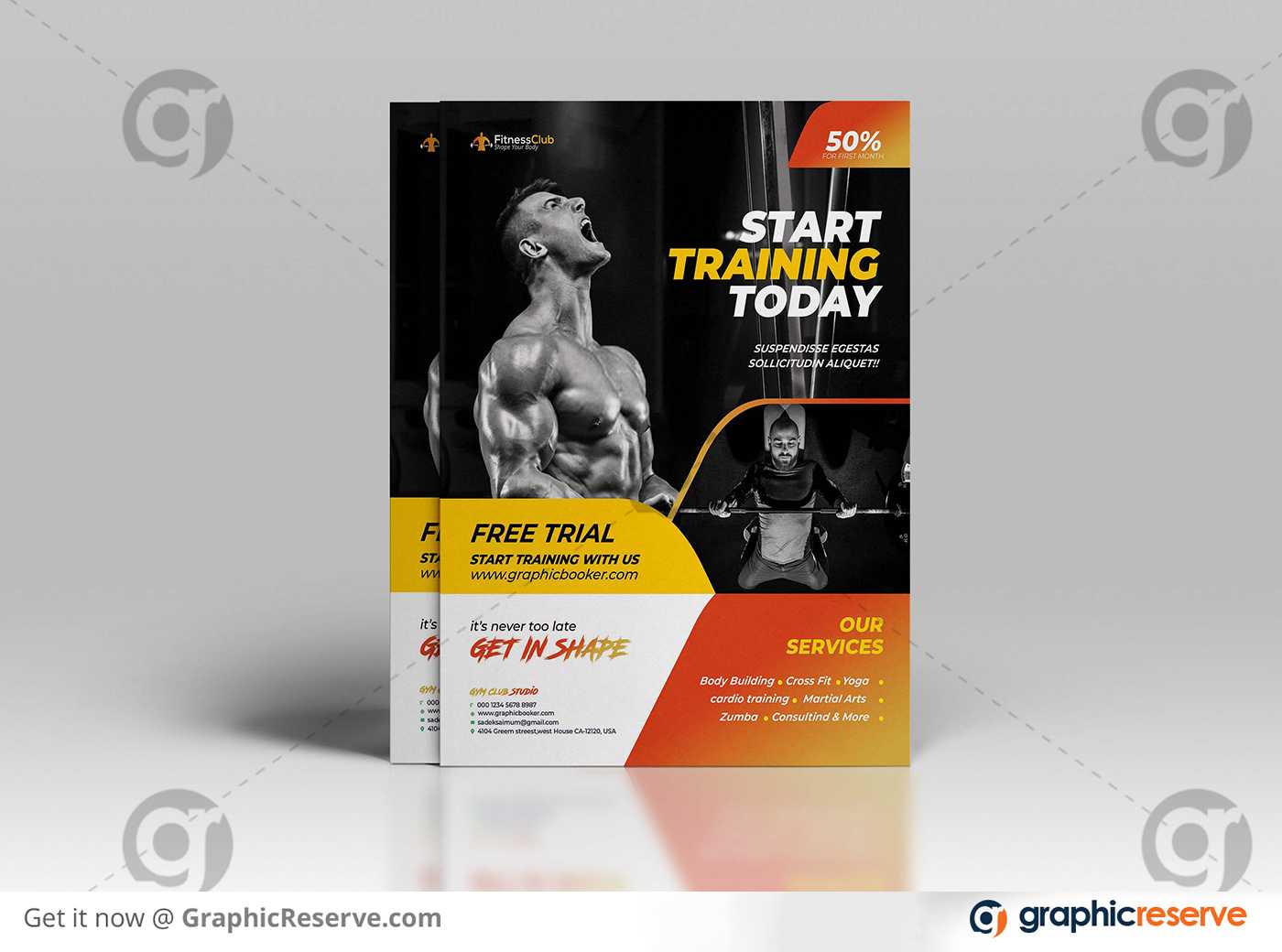 Fitness-GYM Flyer Template - Graphic Reserve Pertaining To Gym Open House Flyer Template Throughout Gym Open House Flyer Template