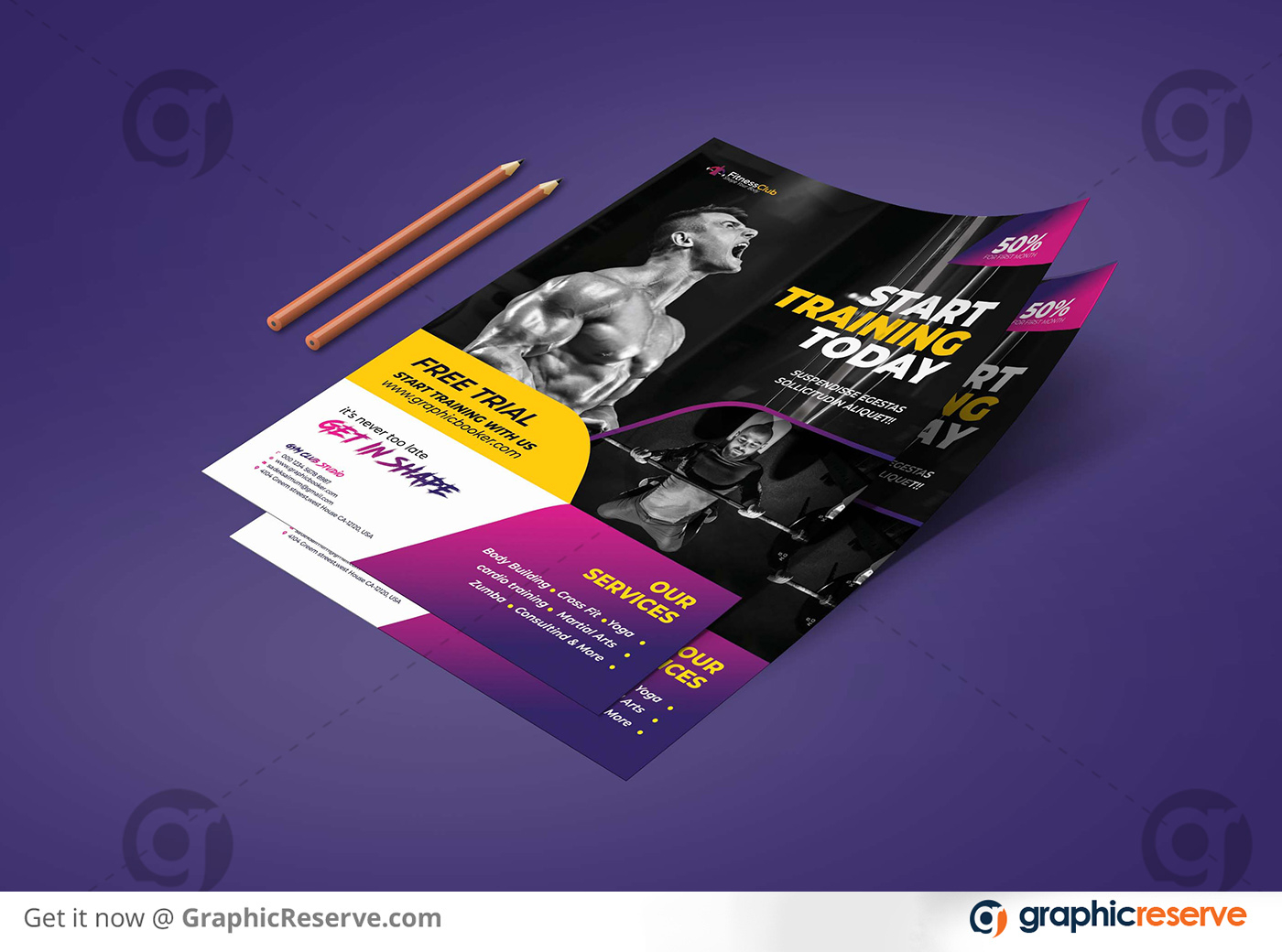 Fitness-GYM Flyer Template - Graphic Reserve Throughout Gym Open House Flyer Template Intended For Gym Open House Flyer Template