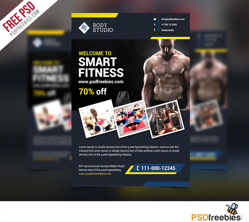 Fitness or Gym Flyer template Free PSD  PSDFreebies With Fitness Center Flyer Template