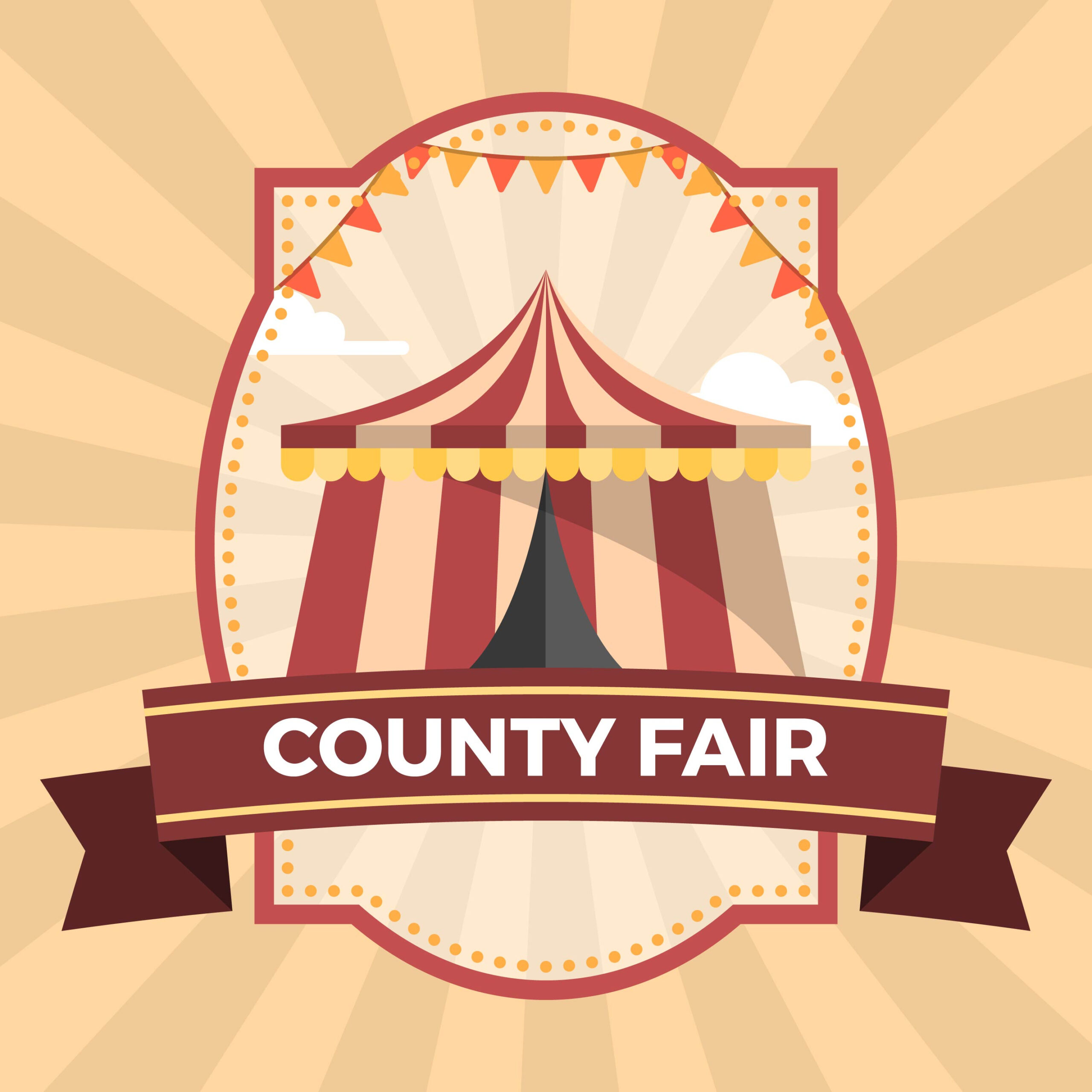 Flaches County Fair Abzeichen Poster Illustration Vorlage 10  Inside County Fair Flyer Template For County Fair Flyer Template
