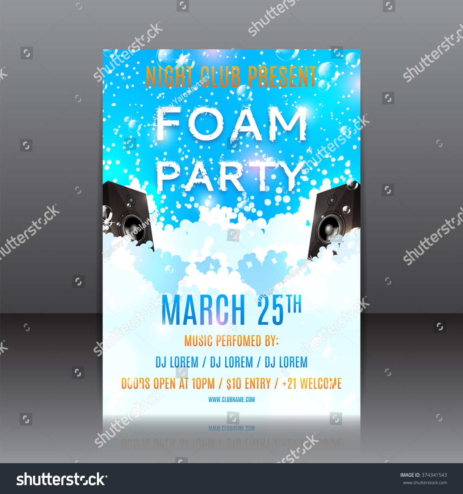 Foam Party Flyer Template Invitation On Stock Vector (Royalty Free  Regarding Foam Party Flyer Template Pertaining To Foam Party Flyer Template