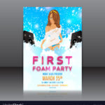 Foam party flyer with beautiful girl Royalty Free Vector Throughout Foam Party Flyer Template