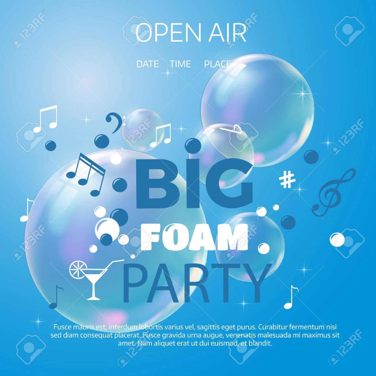 Foam Party summer Open Air. Beach foam party poster or flyer. Pertaining To Foam Party Flyer Template