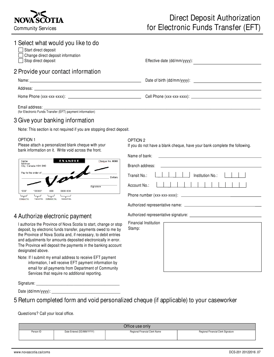 Form DCS-10 Download Fillable PDF or Fill Online Direct Deposit  Throughout Electronic Funds Transfer Deposit Form Template For Electronic Funds Transfer Deposit Form Template