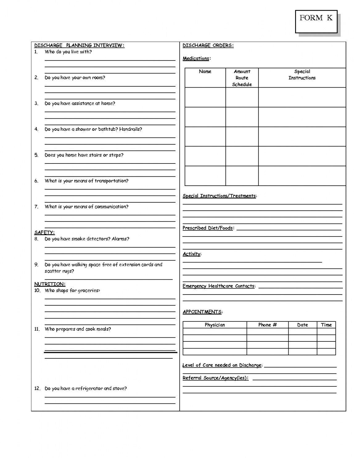 Form Discharge Planning - Guru Galeri Throughout Hospital Discharge Checklist Template Pertaining To Hospital Discharge Checklist Template