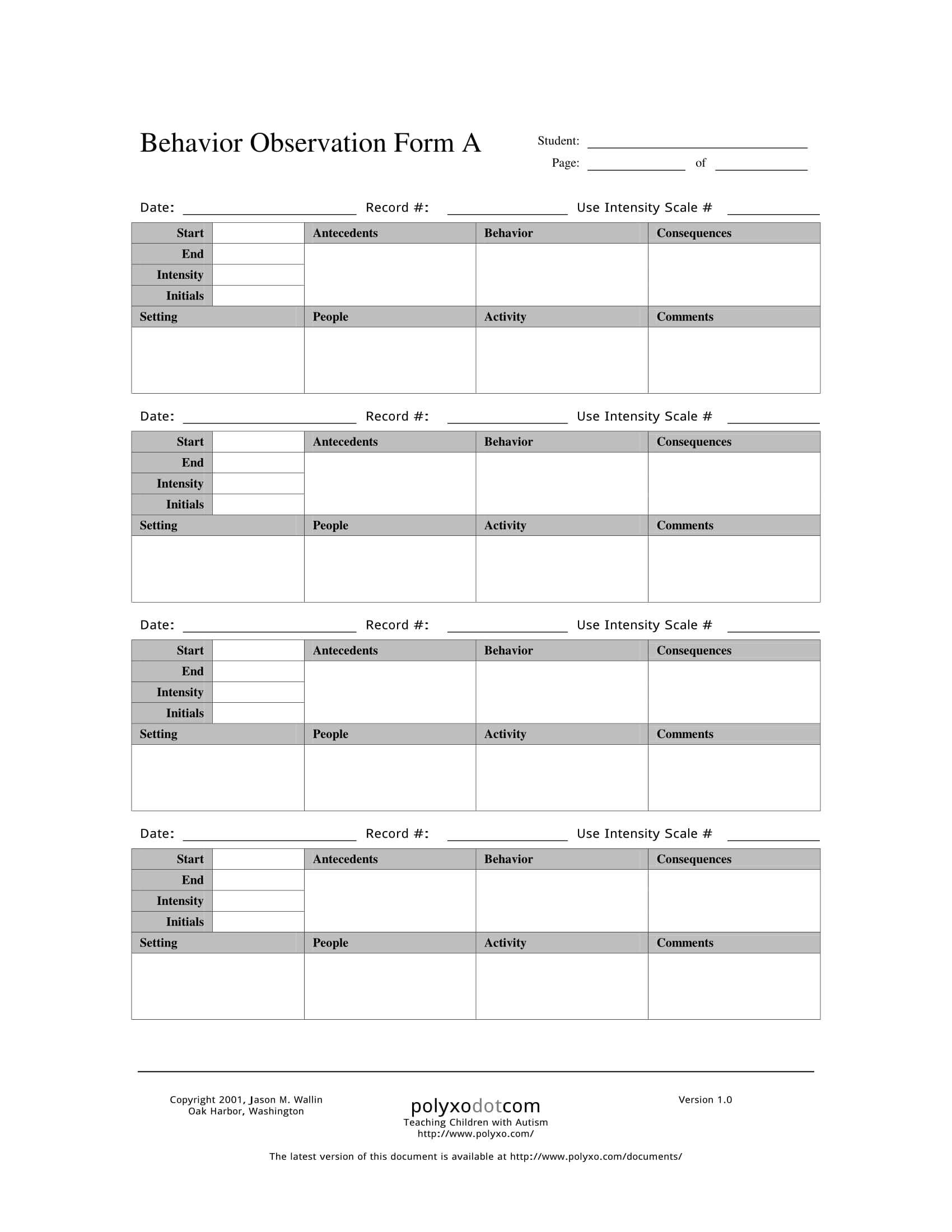 FREE 10+ Behavior Observation Forms in PDF  MS Word In Behavior Observation Checklist Template Throughout Behavior Observation Checklist Template