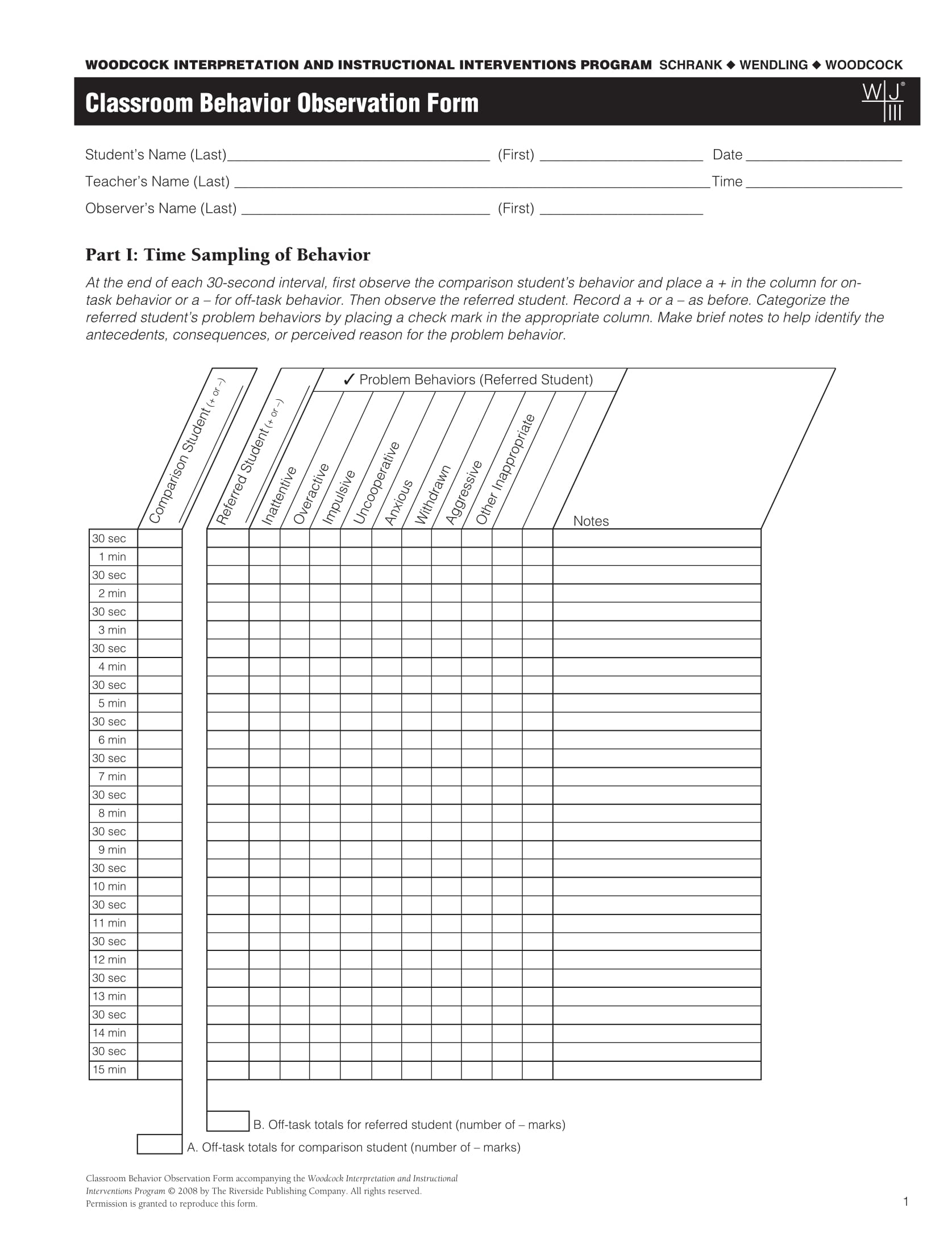 FREE 10+ Behavior Observation Forms in PDF  MS Word Intended For Functional Behavior Assessment Checklist Template Within Functional Behavior Assessment Checklist Template