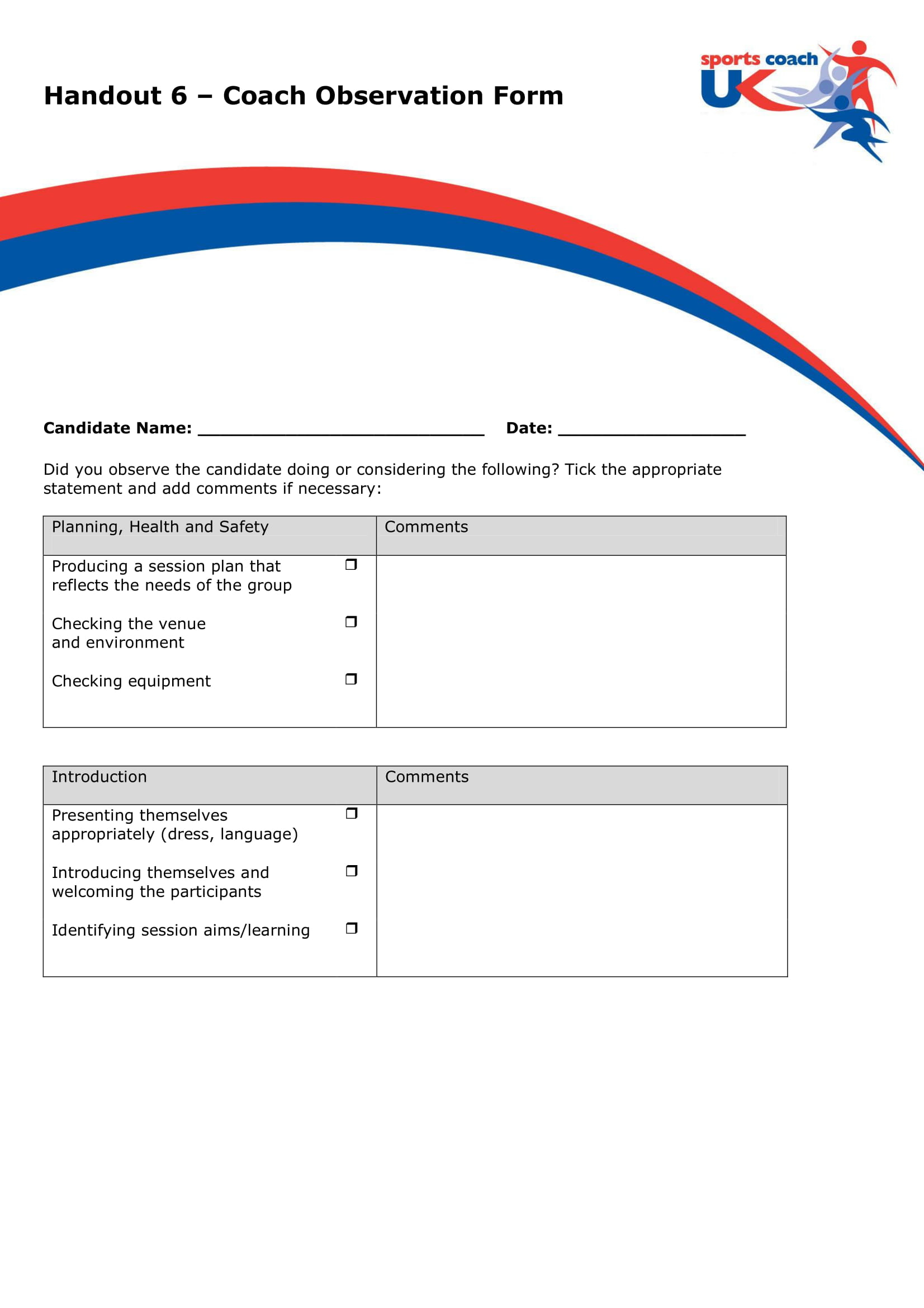 FREE 10+ Coach Observation Forms In PDF  MS Word Pertaining To Coaching Checklist Template