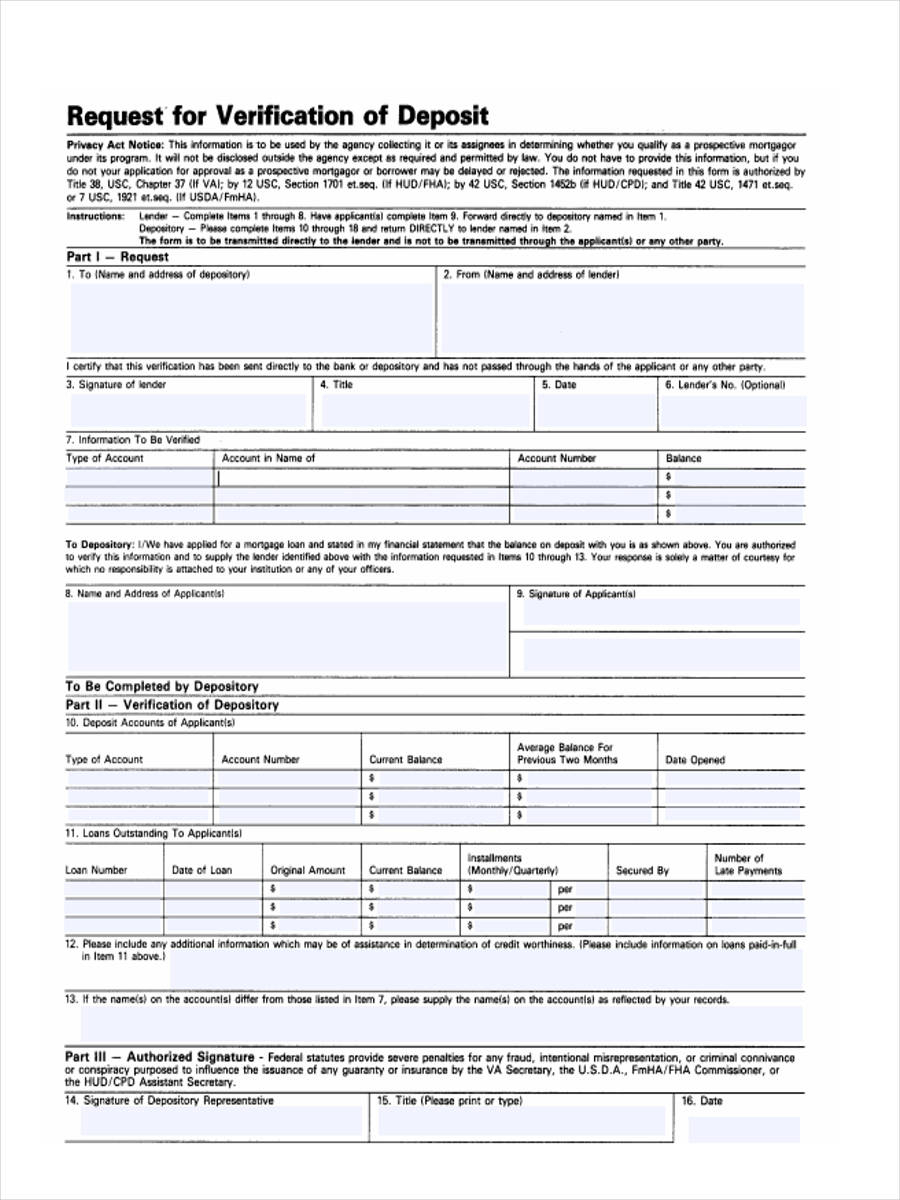 FREE 10+ Deposit Forms in PDF  Ms Word Throughout Verification Of Deposit Form Template With Verification Of Deposit Form Template