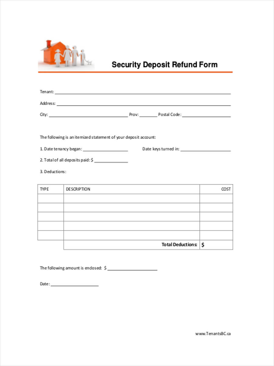 FREE 10+ Deposit Refund Forms in PDF Throughout Security Deposit Refund Form Template Inside Security Deposit Refund Form Template