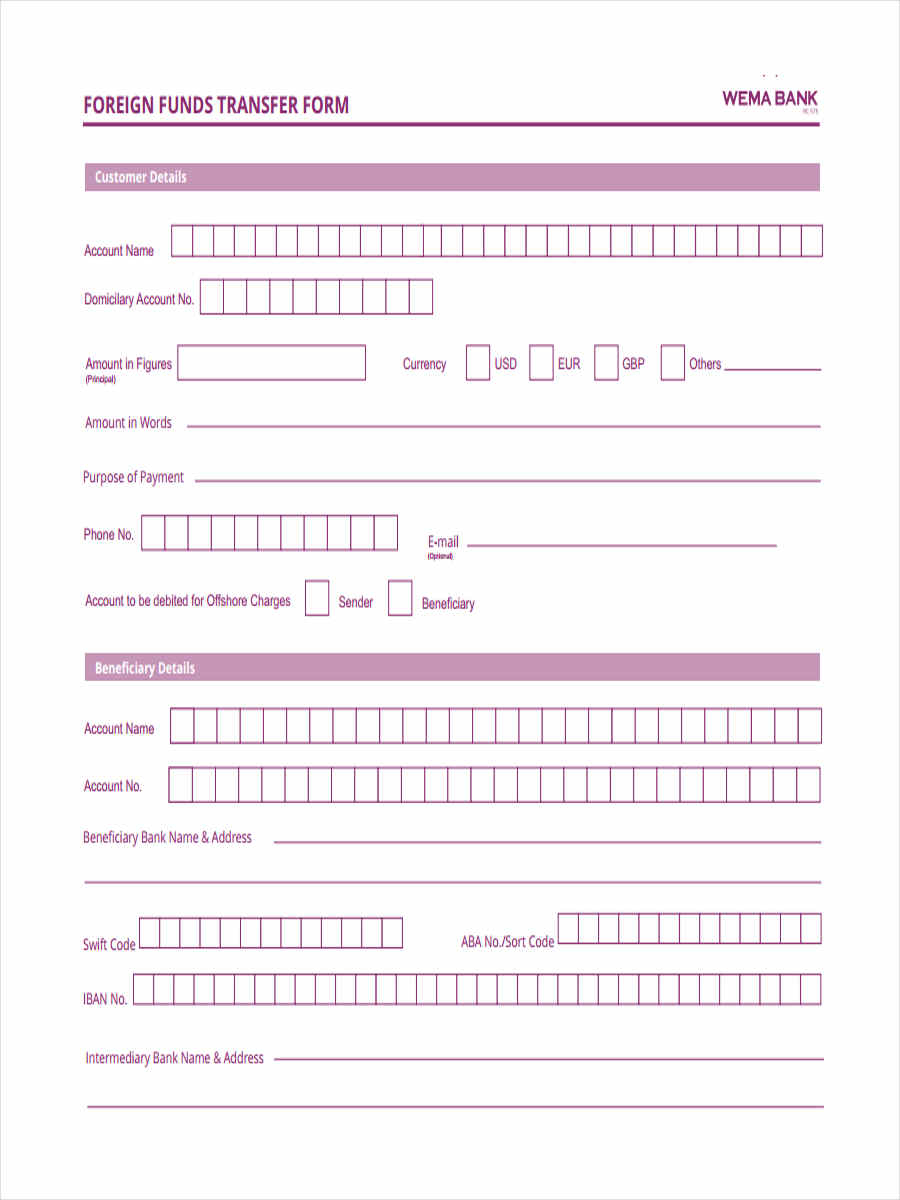 FREE 10+ Sample Fund Transfer Forms in MS Word  PDF  Excel In Electronic Funds Transfer Deposit Form Template With Regard To Electronic Funds Transfer Deposit Form Template