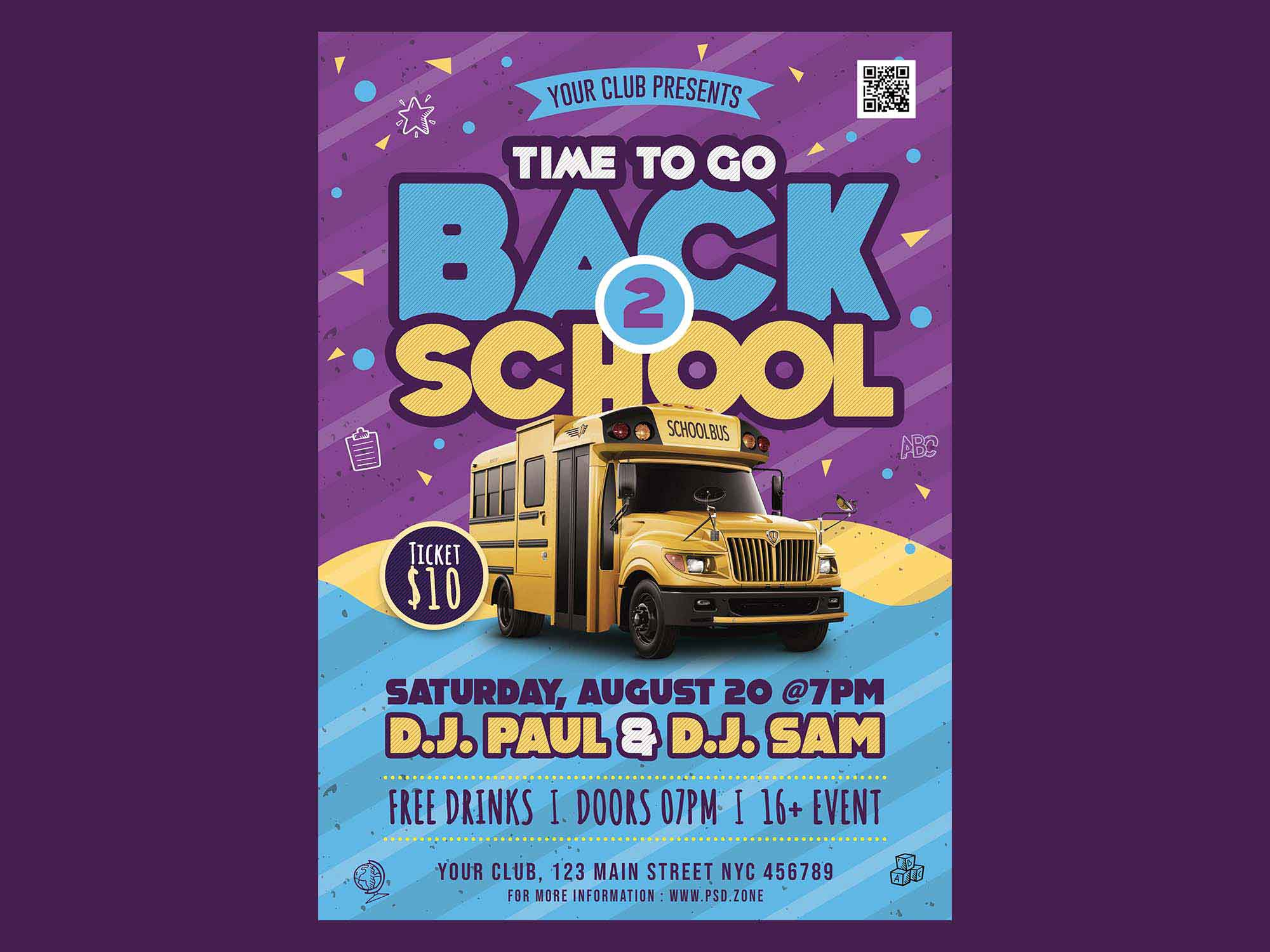 Free Back to School Party Flyer Template (PSD) Intended For School Event Flyer Template In School Event Flyer Template
