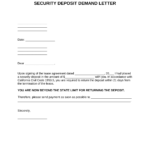 Free California Security Deposit Demand Letter - PDF  Word – eForms For Itemized Security Deposit Deduction Form