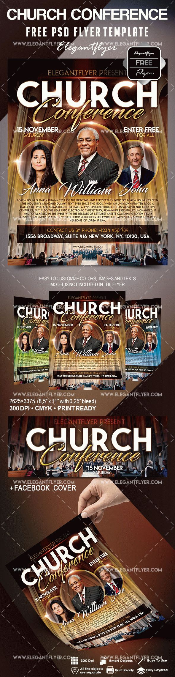 Free Church Conference Flyer Template  by ElegantFlyer In Church Conference Flyer Template Pertaining To Church Conference Flyer Template