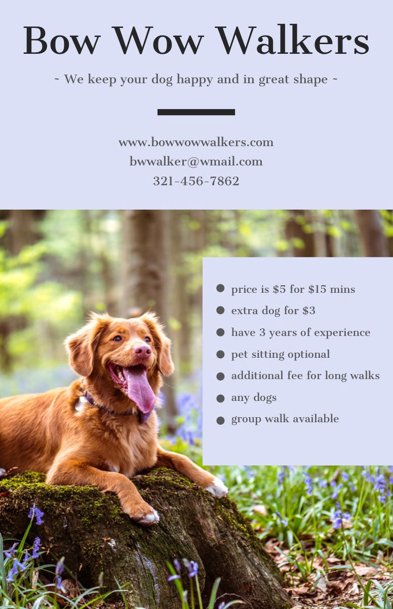 Free Customizable Dog Walker Flyer Templates  Adobe Spark Regarding Dog Sitting Flyer Template Regarding Dog Sitting Flyer Template