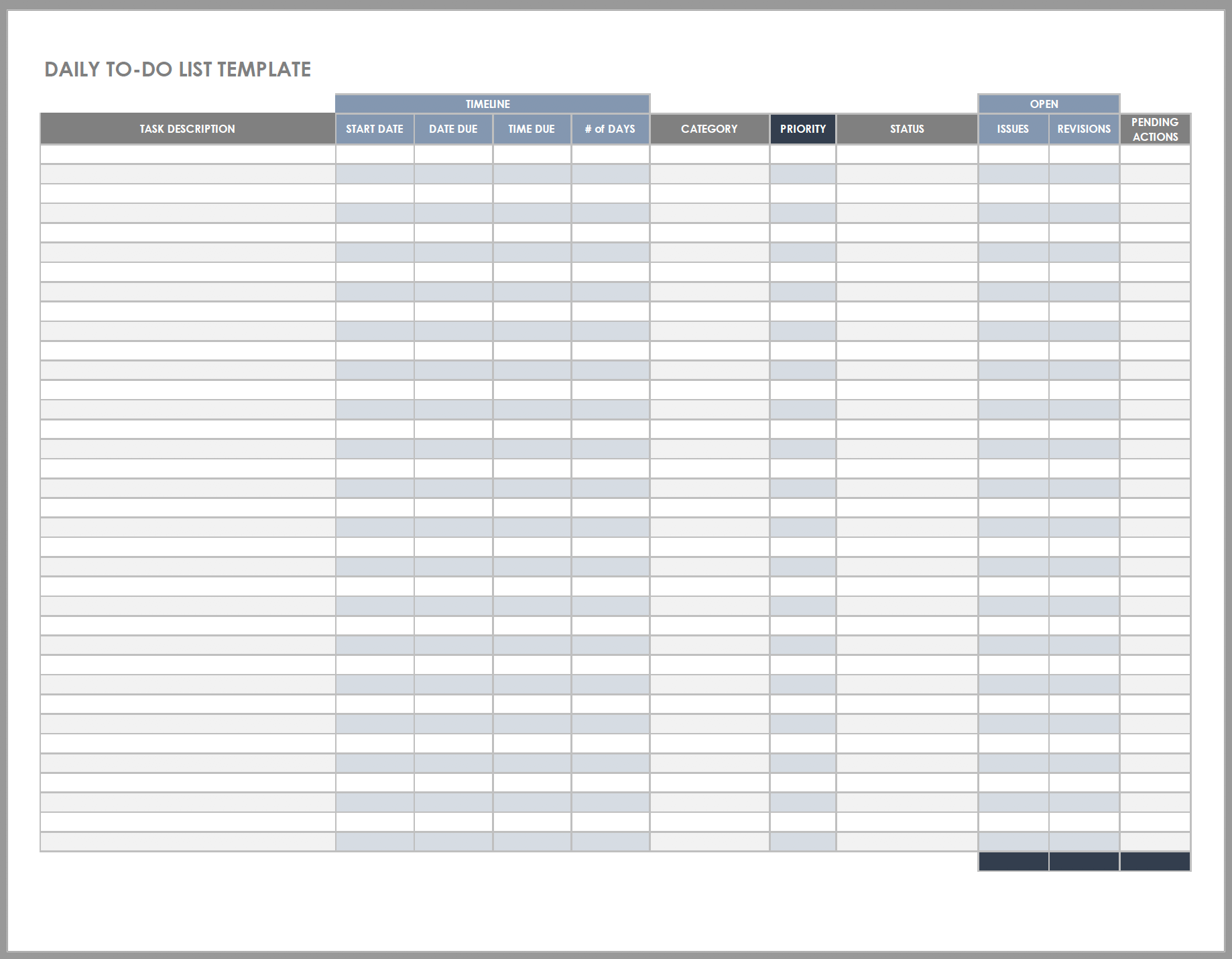 Daily Routine Checklist Template