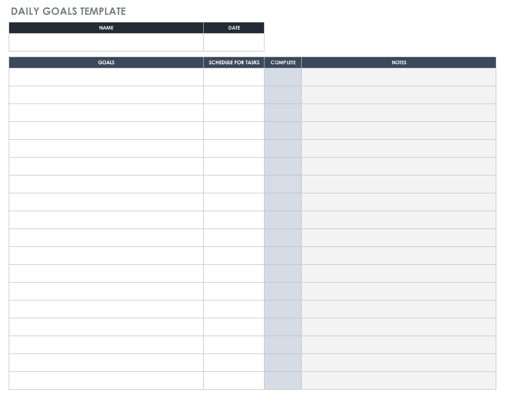 Free Goal Setting And Tracking Templates  Smartsheet Within Goal Setting Checklist Template