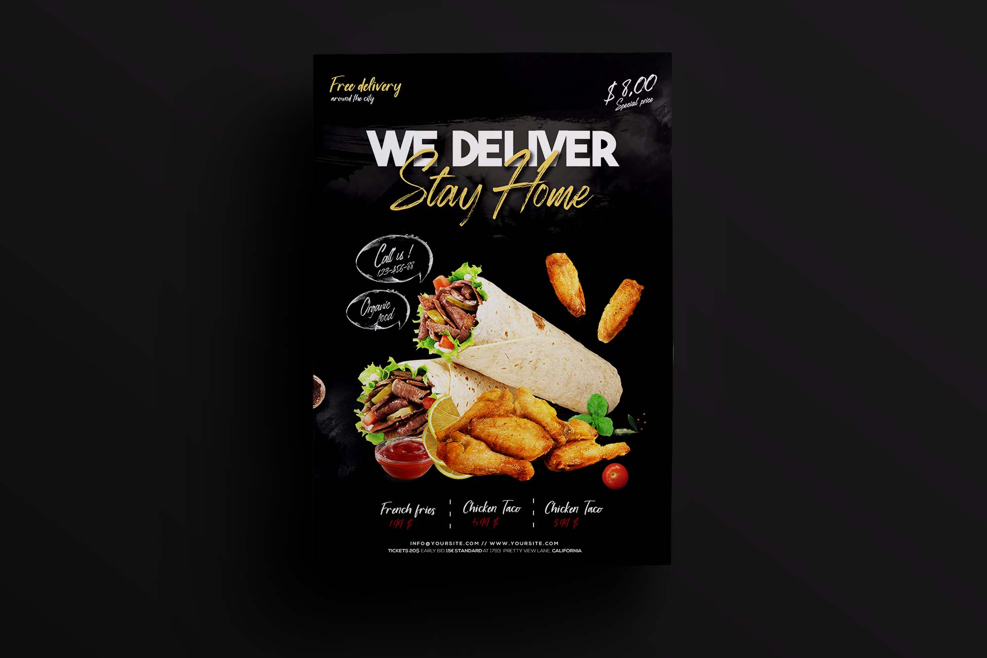 Free Home Delivery Food Flyer Template (PSD) Pertaining To Food Delivery Flyer Template Within Food Delivery Flyer Template