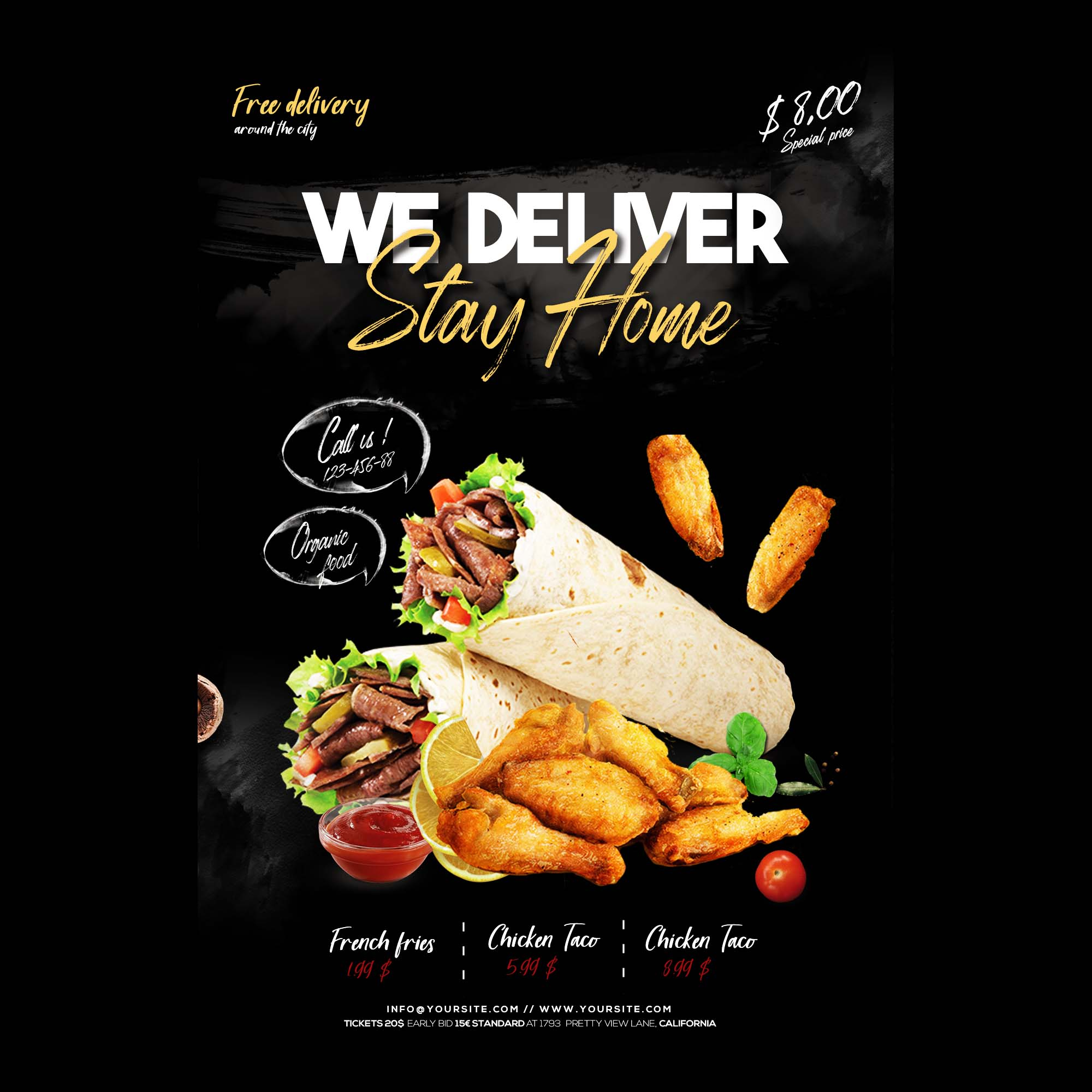 Free Home Delivery Food Flyer Template (PSD) Regarding Food Delivery Flyer Template In Food Delivery Flyer Template