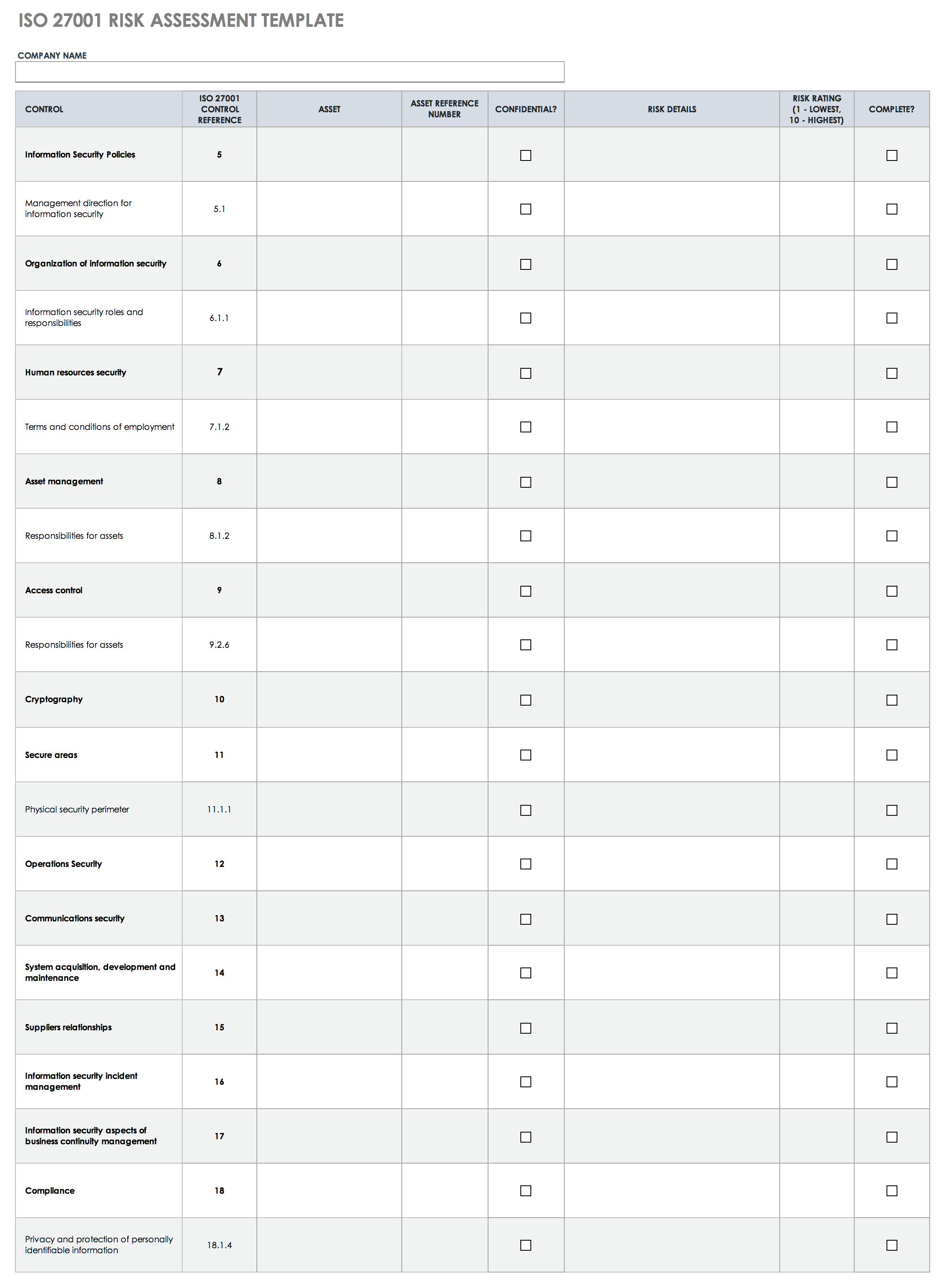 Free ISO 10 Checklists and Templates  Smartsheet In Network Assessment Checklist Template In Network Assessment Checklist Template