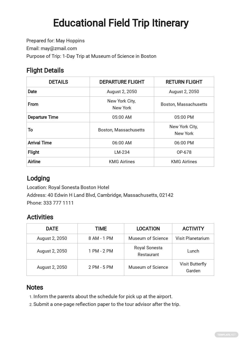 FREE Itinerary Templates In Apple (MAC) Pages  Template