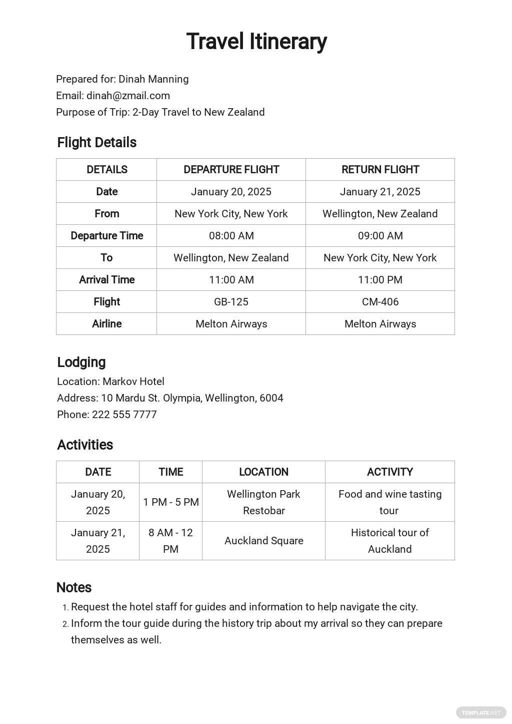 FREE Itinerary Templates In Apple (MAC) Pages  Template