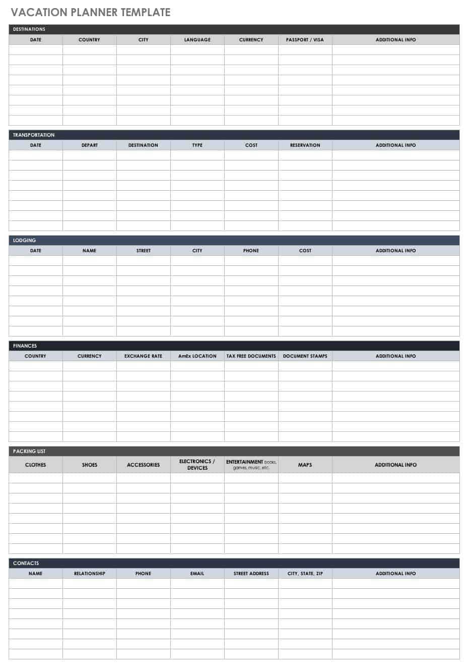 Free Itinerary Templates  Smartsheet With Regard To Travel Planner Itinerary Template With Travel Planner Itinerary Template