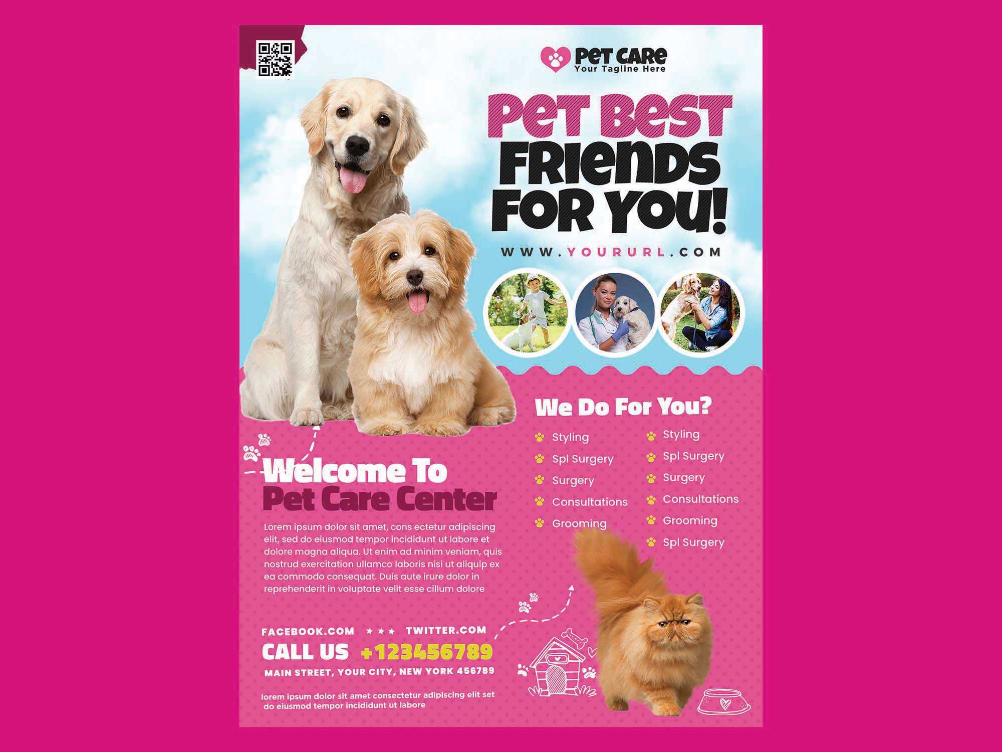 Free Pet Care Flyer Template (PSD) Inside Dog Sitting Flyer Template Pertaining To Dog Sitting Flyer Template