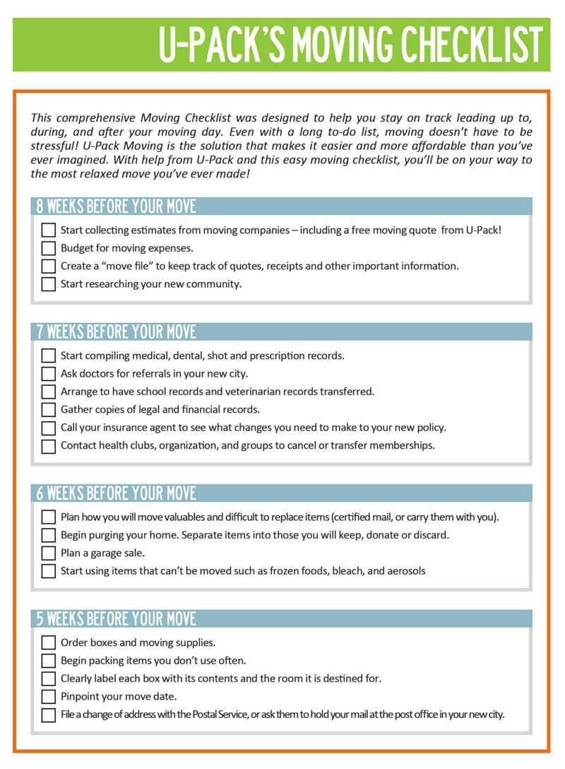 Free Printable 10+ FREE Moving Checklist Templates (Word  PDF) In Office Move Checklist Template In Office Move Checklist Template