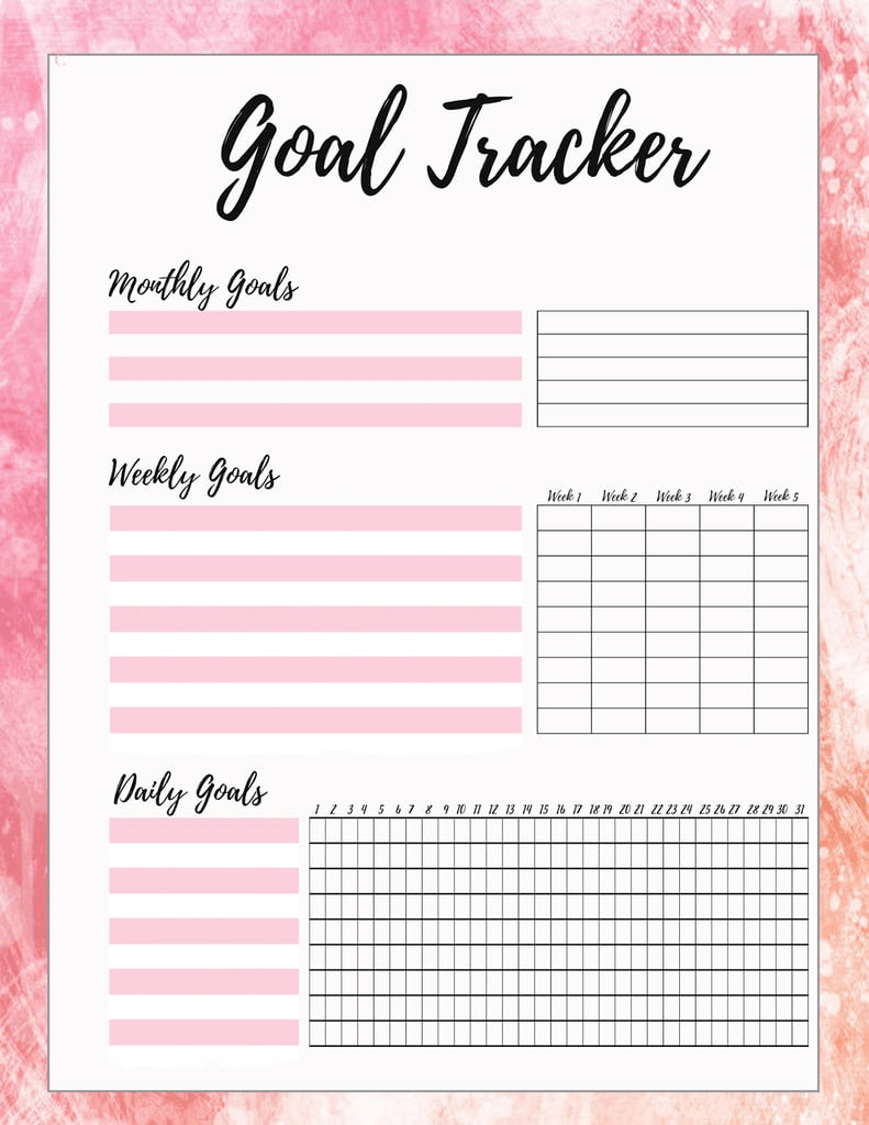 Free Printable Goal Sheets  POPSUGAR Smart Living For Goal Setting Checklist Template