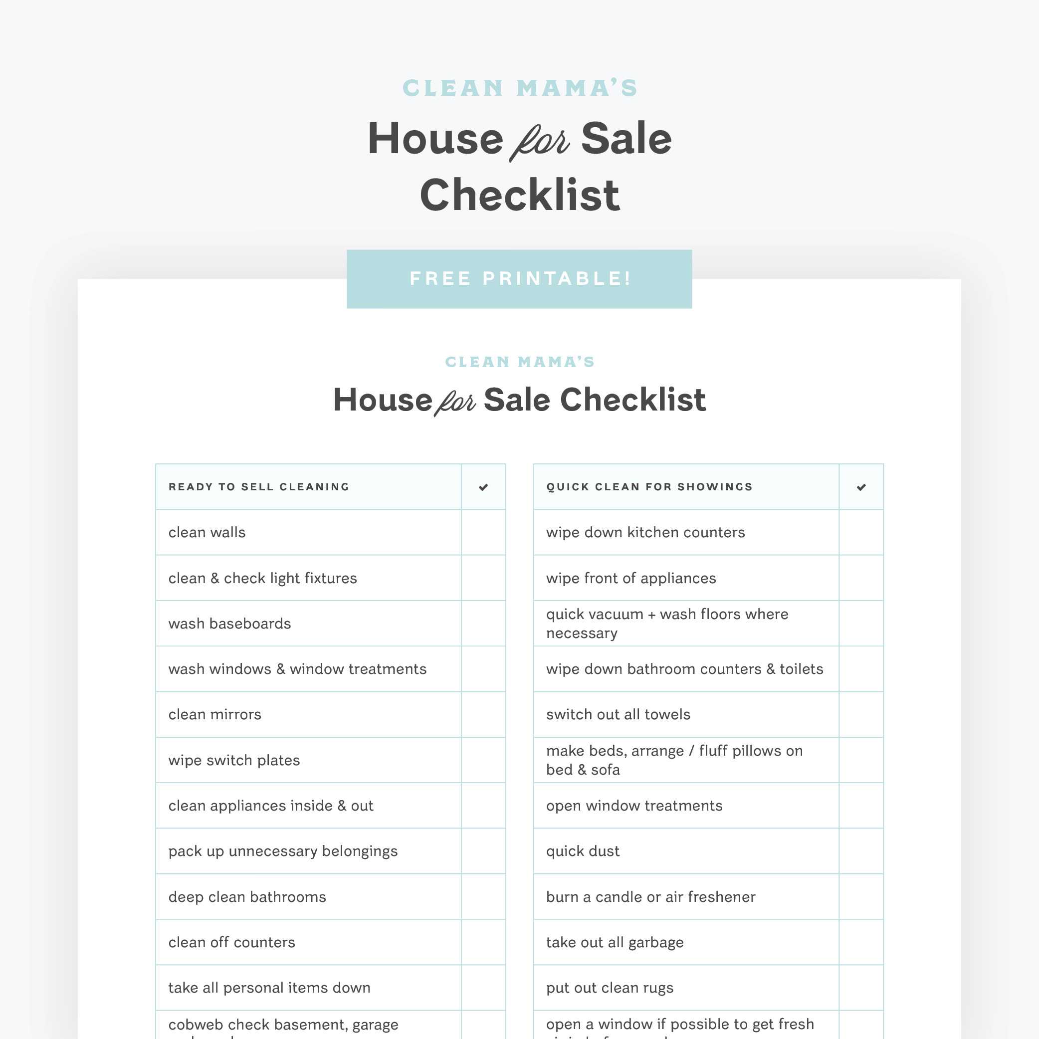 Free Printable : Moving Checklist – Clean Mama In House Moving Checklist Template Intended For House Moving Checklist Template