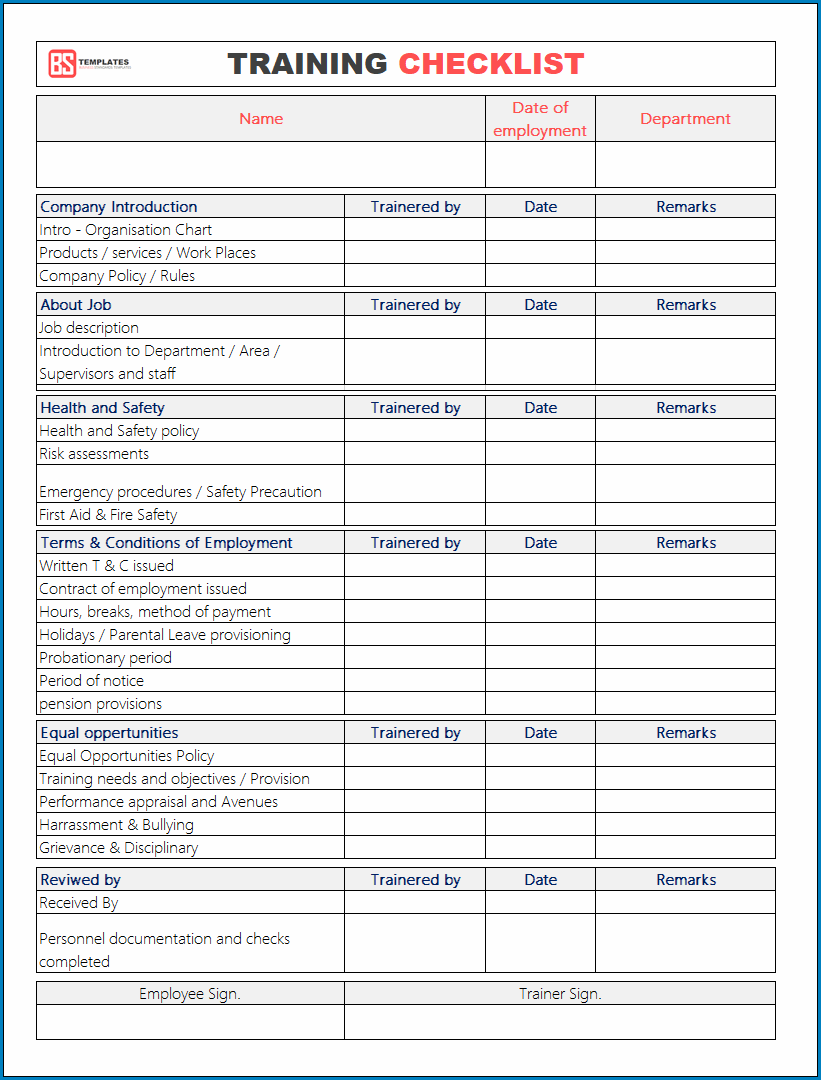 ✓ Free Printable Training Checklist Template With Regard To Safety Training Checklist Template With Regard To Safety Training Checklist Template