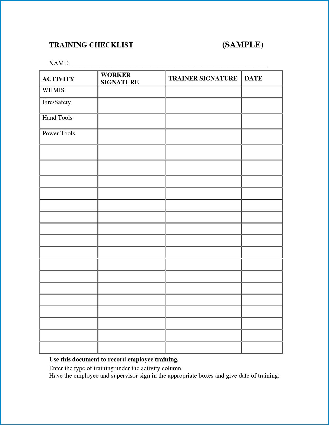 ✓ Free Printable Training Checklist Template Within Safety Training Checklist Template Throughout Safety Training Checklist Template