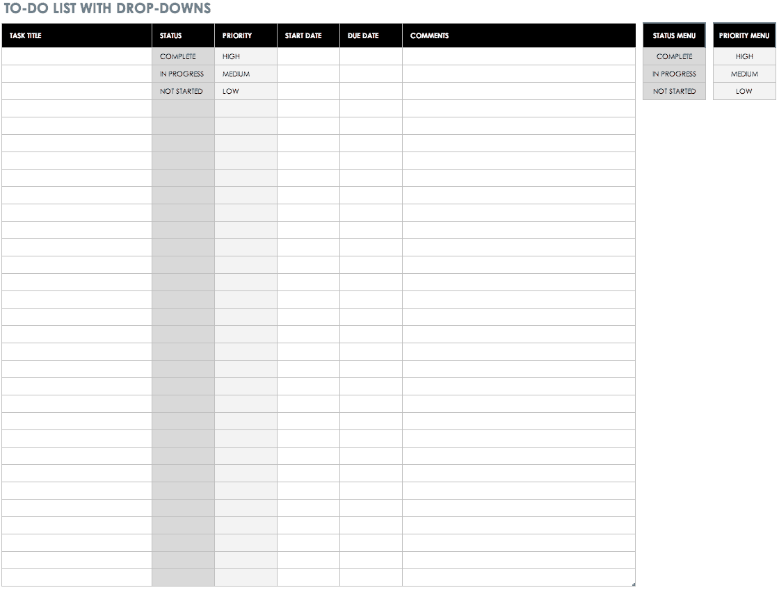 Free To Do List Templates in Excel Pertaining To Priority Checklist Template Within Priority Checklist Template