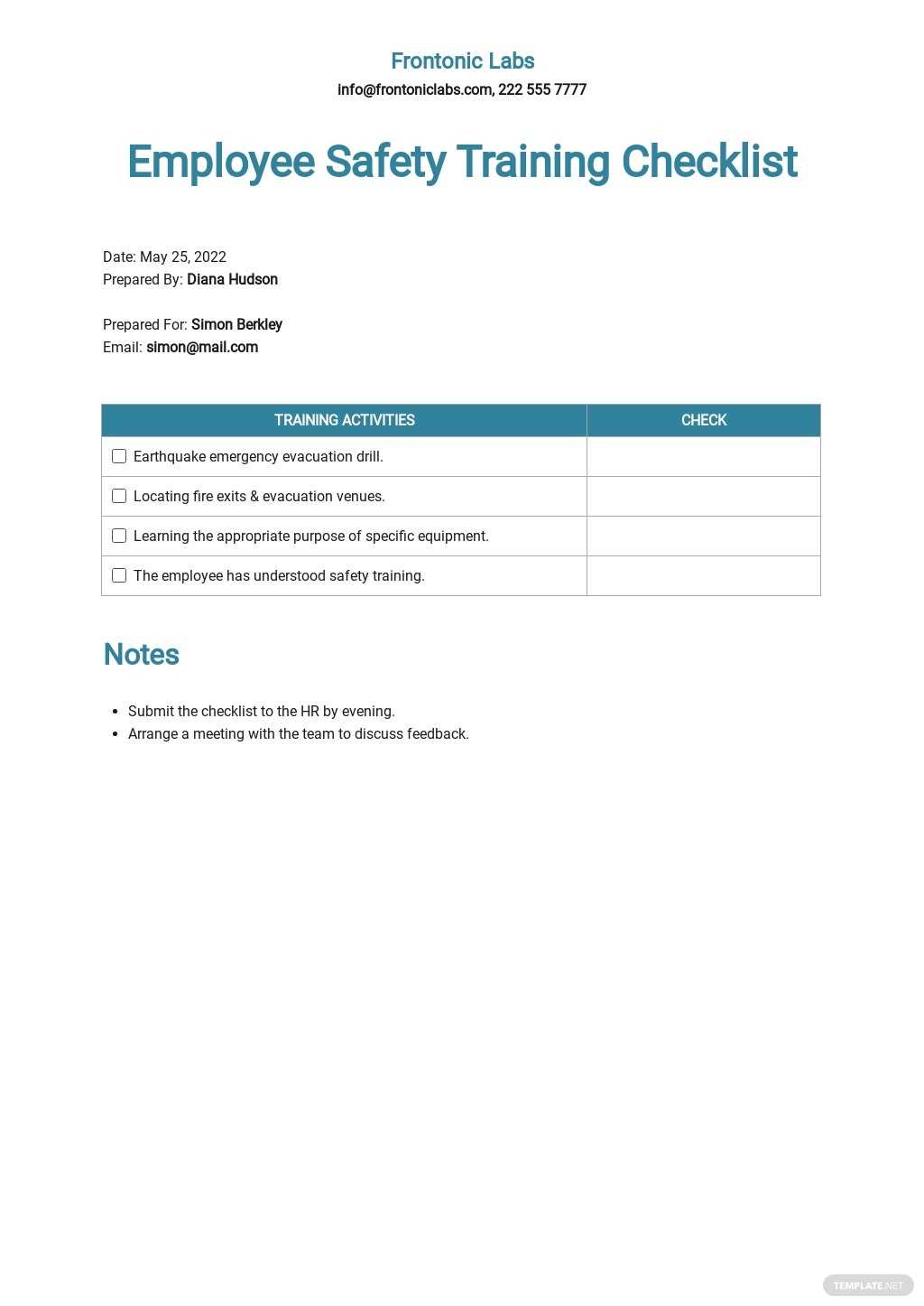 FREE Training Checklist Template in Adobe PDF  Template With Safety Training Checklist Template