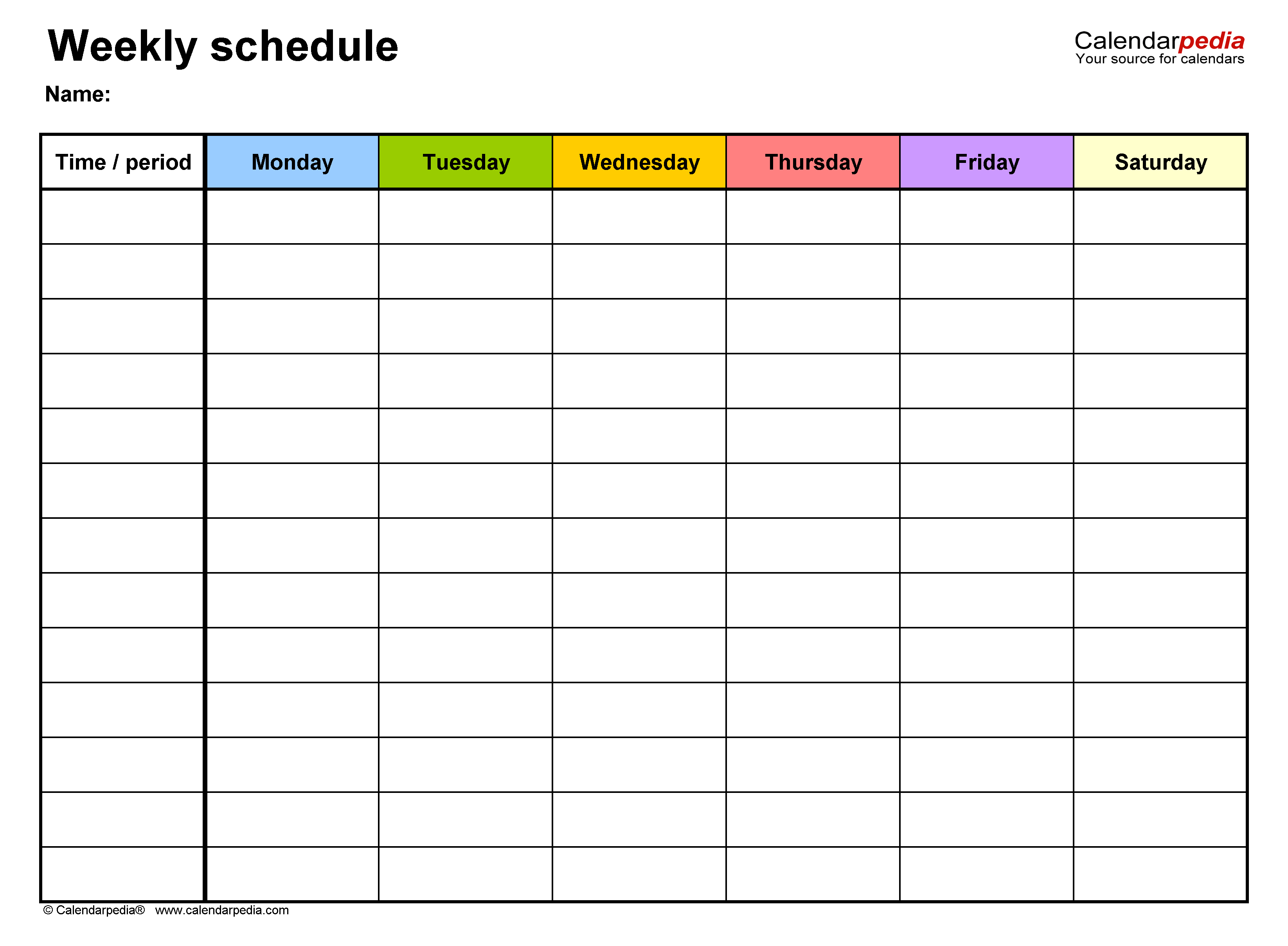 work week schedule template