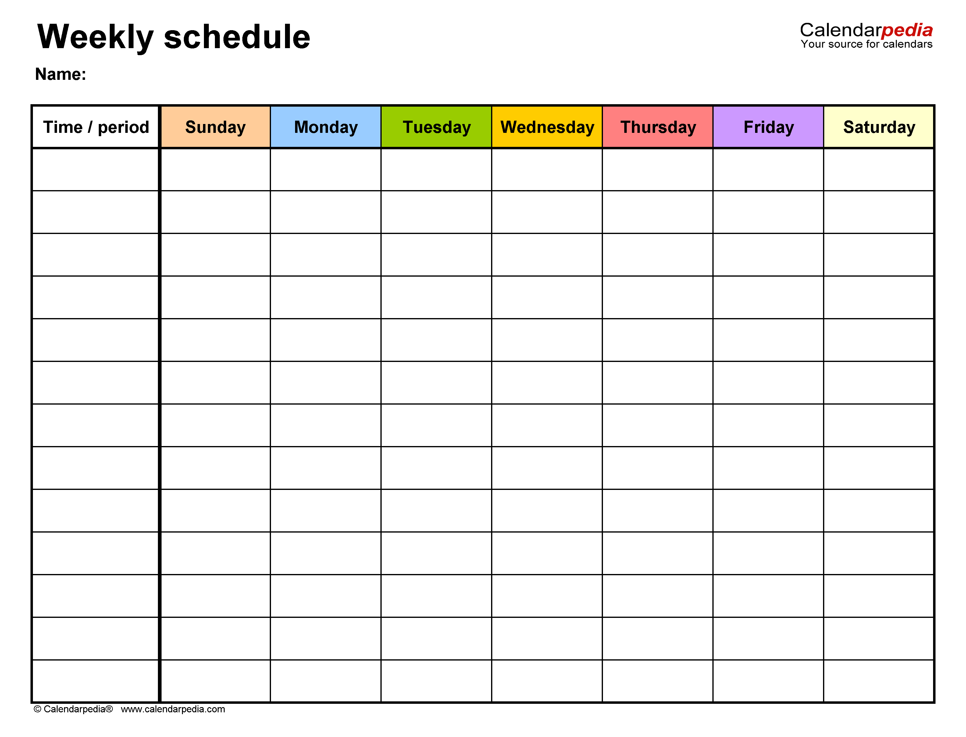Free Weekly Schedules for Excel - 10 Templates Throughout Programme Itinerary Template Inside Programme Itinerary Template