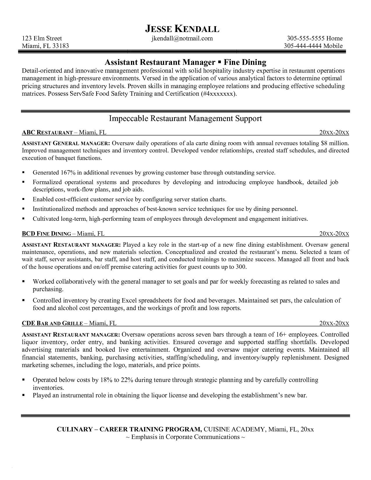General manager resume headline June 10 Within Restaurant Manager Job Description Template Inside Restaurant Manager Job Description Template
