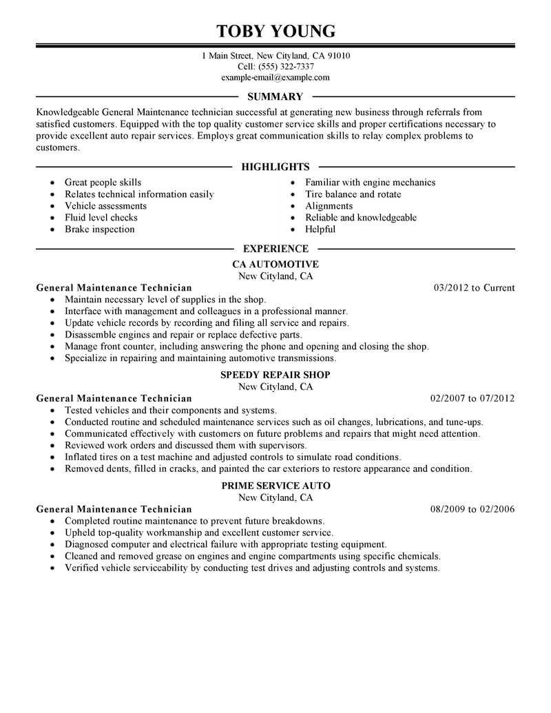 Generator mechanic cv June 10 Intended For Maintenance Technician Job Description Template Inside Maintenance Technician Job Description Template