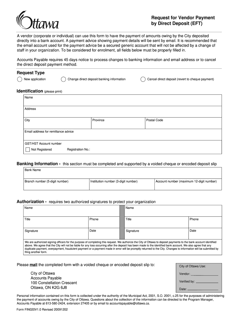 Generic Vendor Ach Authorization Form – Fill Online, Printable  For Direct Deposit Authorization Form Template