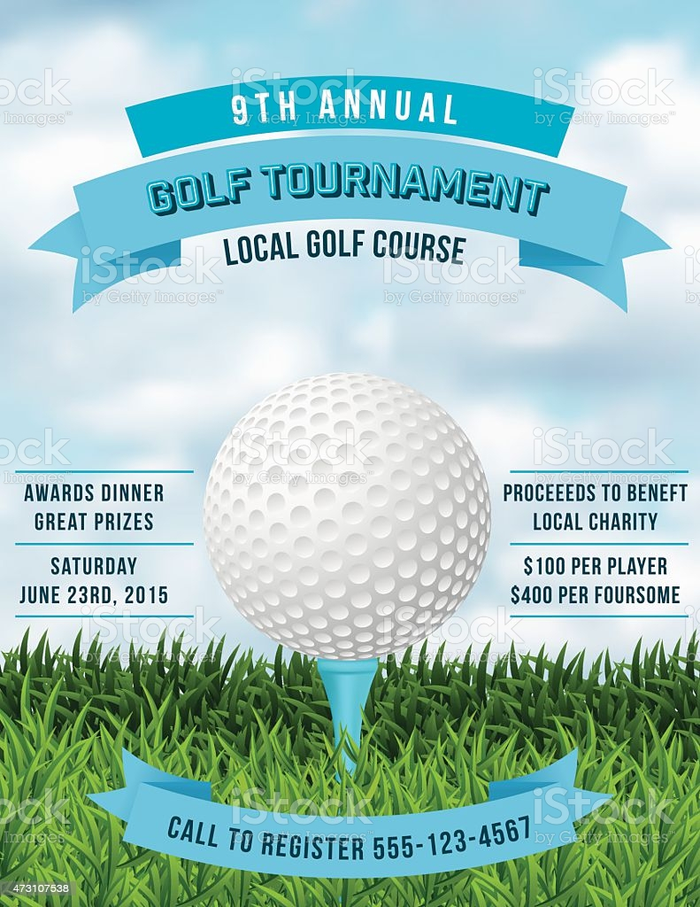 Golf Tournament Einladung Flyer Mit Gras Und Ball Stock Vektor Art und mehr  Bilder von 10 In Golf Tournament Fundraiser Flyer Template Inside Golf Tournament Fundraiser Flyer Template