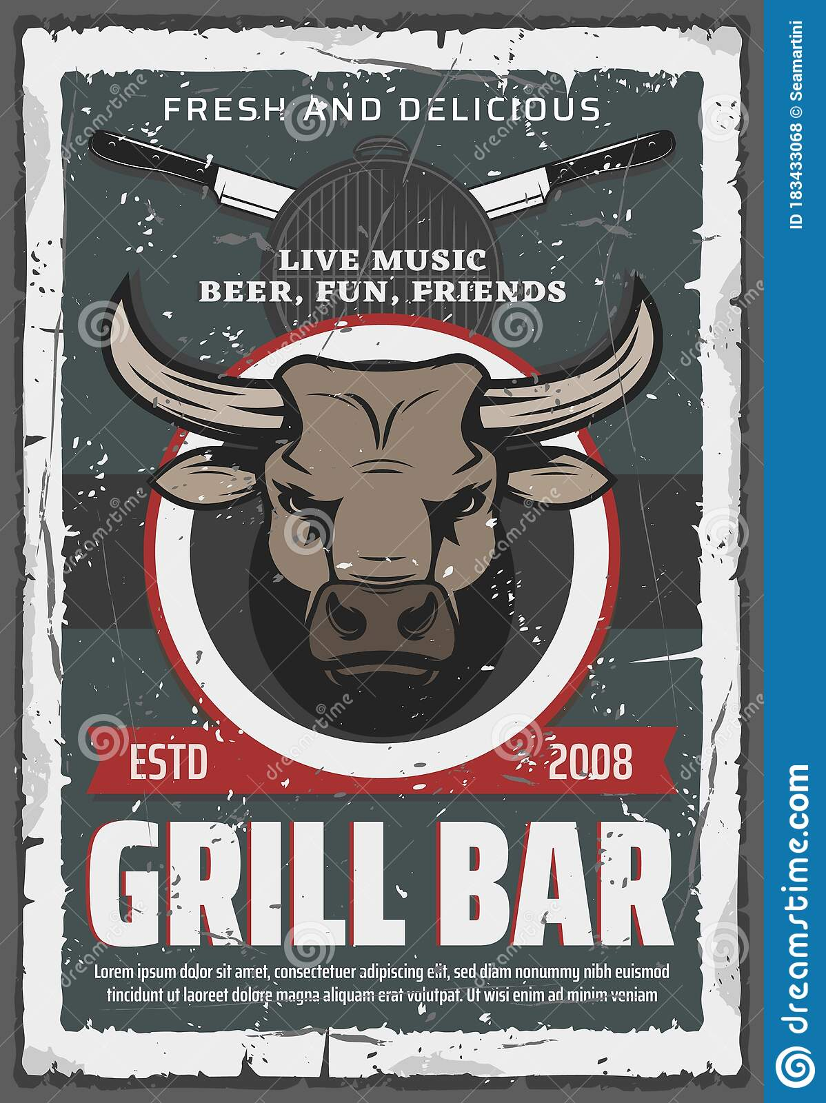 Grill Bar Retro Poster Within Bull Roast Flyer Template