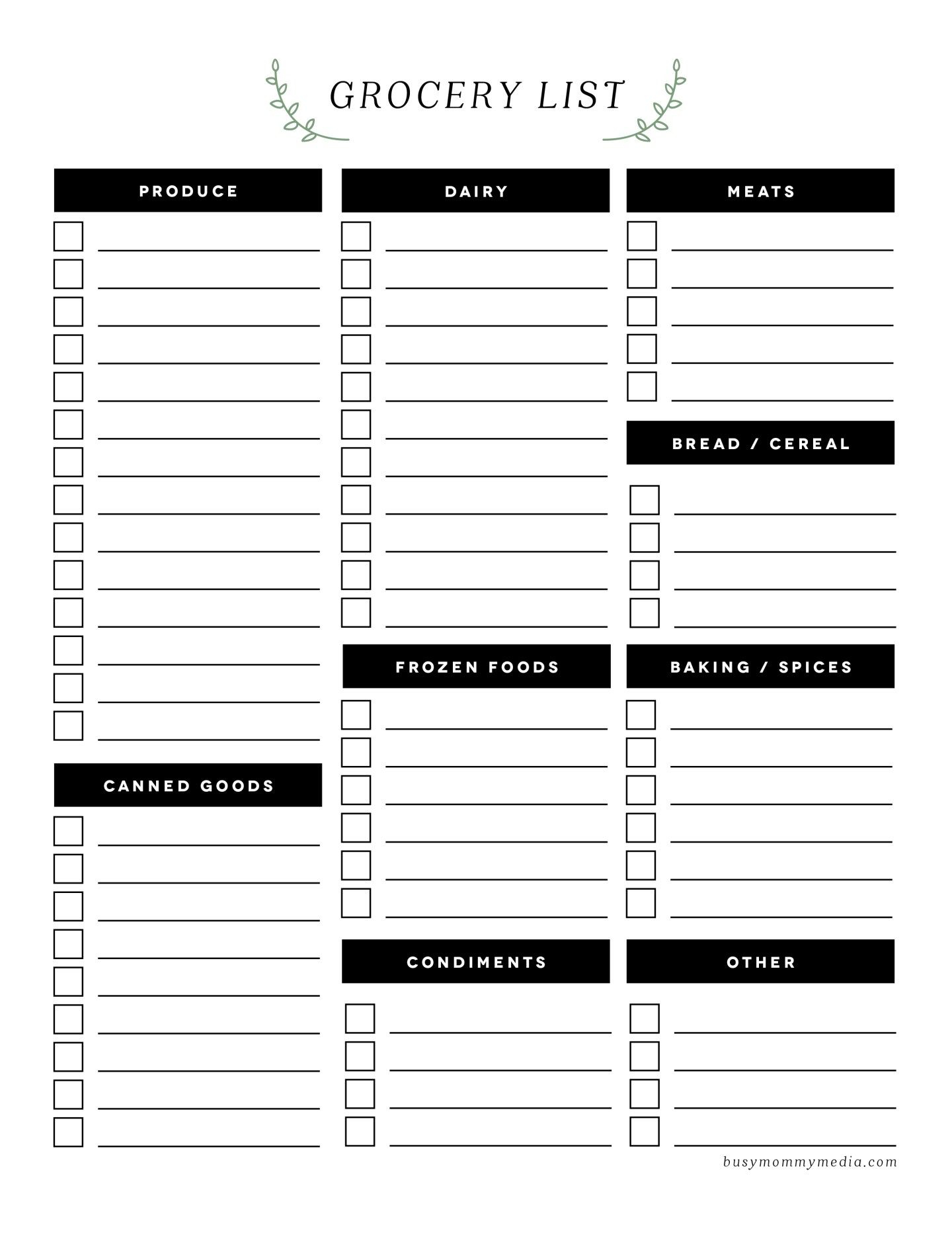 Grocery List Template  Louiesportsmouth