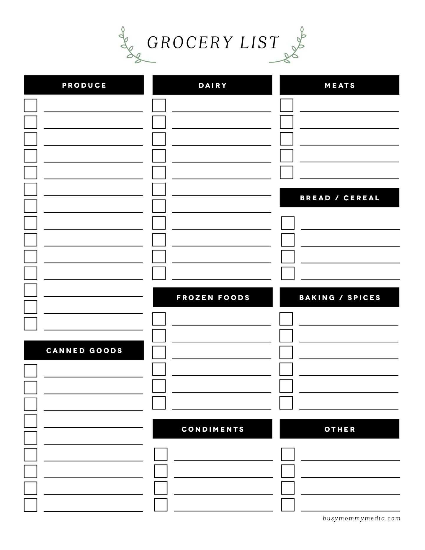 Grocery List Template  louiesportsmouth Regarding Grocery Store Checklist Template