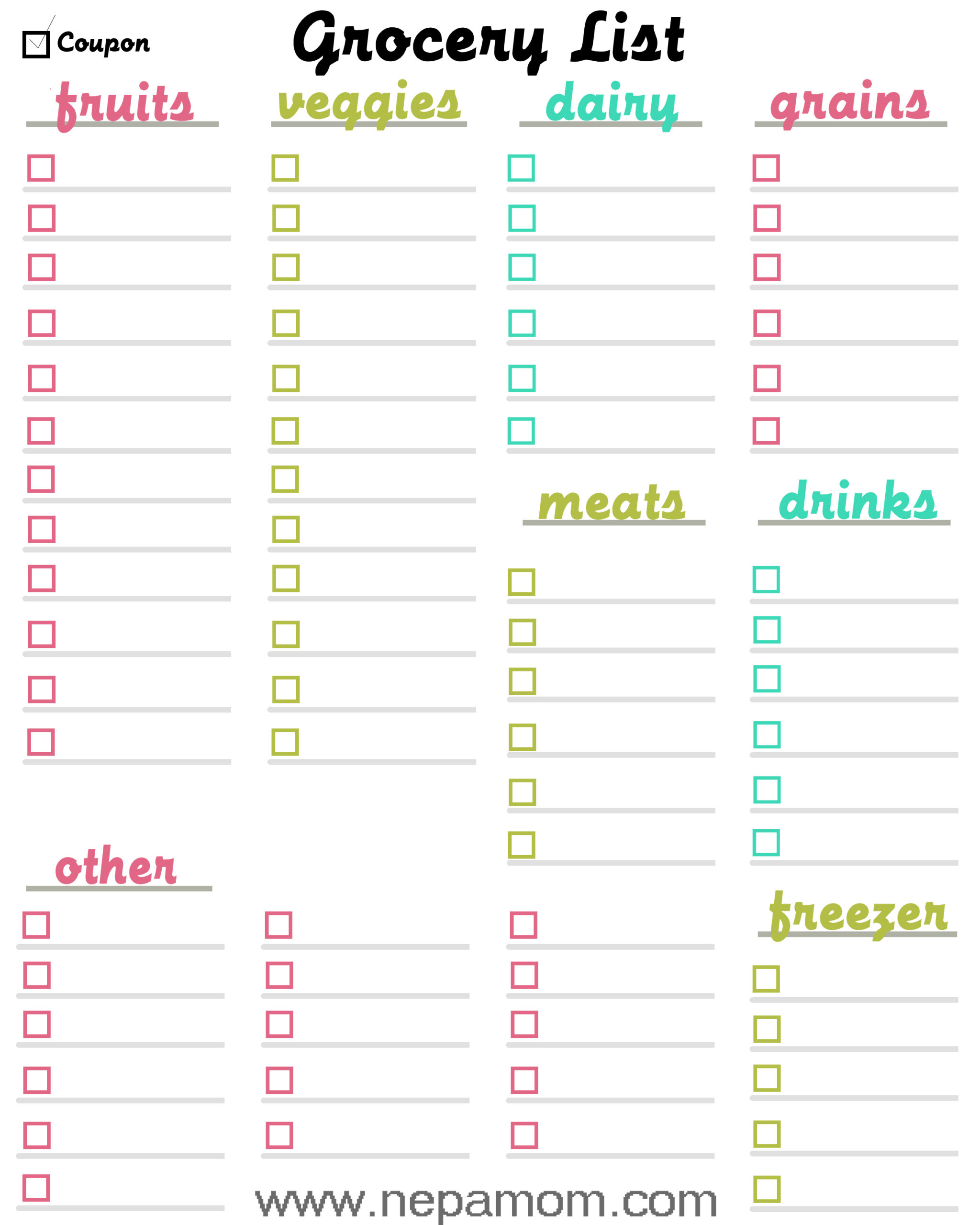 Grocery Shopping List Template--print this template out and save  With Regard To Grocery Store Checklist Template Within Grocery Store Checklist Template