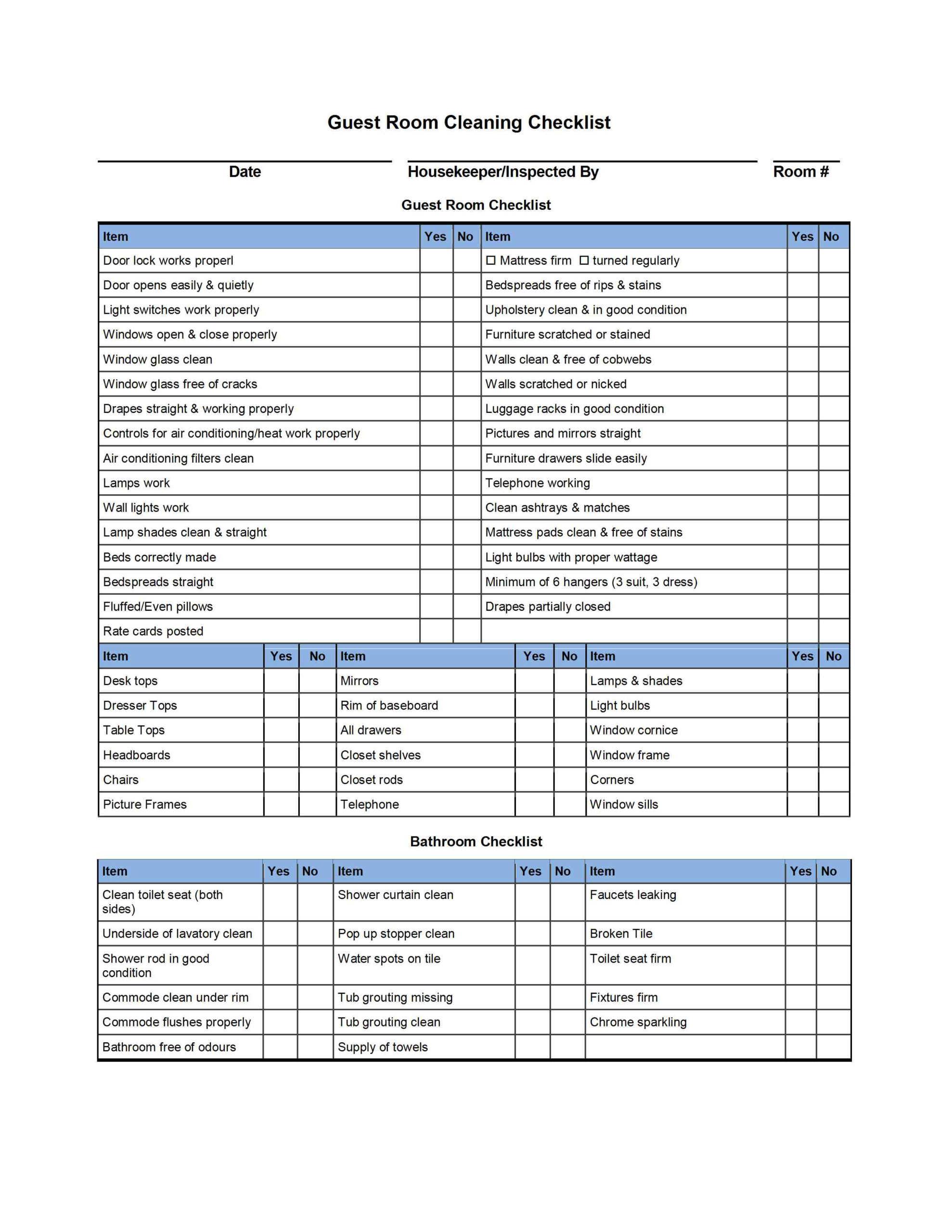 Guest Room Cleaning Checklist Template Throughout Hotel Inspection Checklist Template For Hotel Inspection Checklist Template