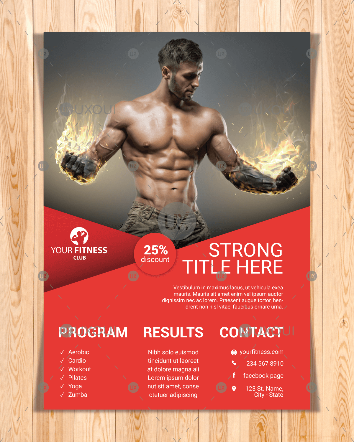 Gym & Fitness Center Flyer Template Design Vector With Different Activities Throughout Fitness Center Flyer Template